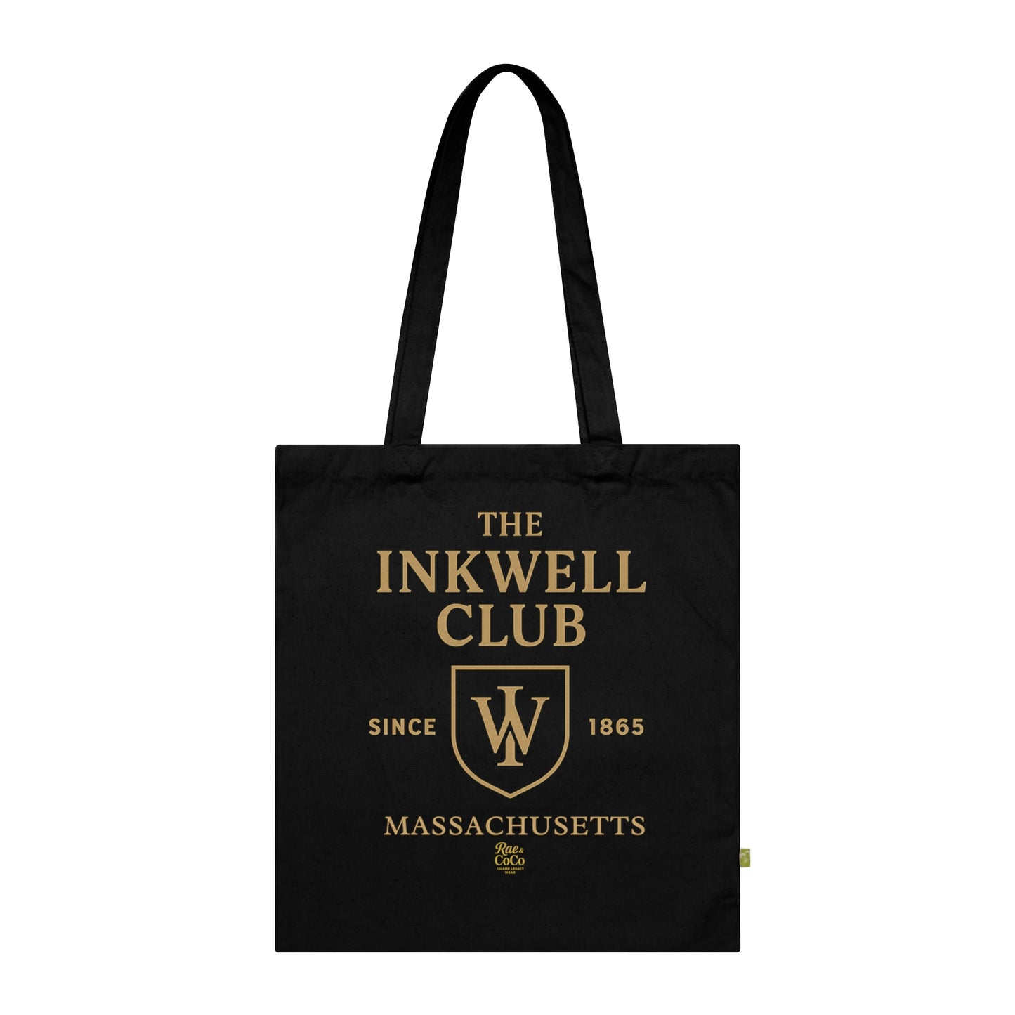 Organic Tote Bag - Inkwell Club Crest Design, Eco-Friendly Long Handle Drop