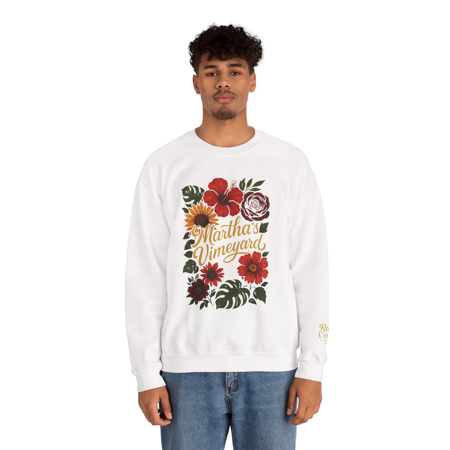 Ocean Park Floral Crewneck Sweatshirt – Martha’s Vineyard Classic | Unisex Heavy Blend