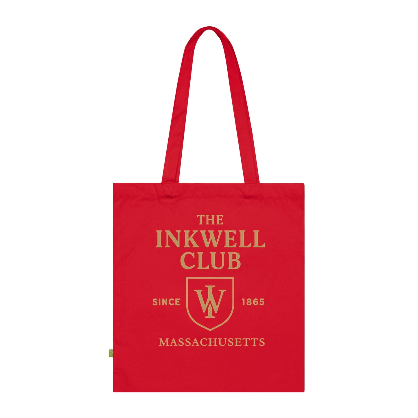 Organic Tote Bag - Inkwell Club Crest Design, Eco-Friendly Long Handle Drop