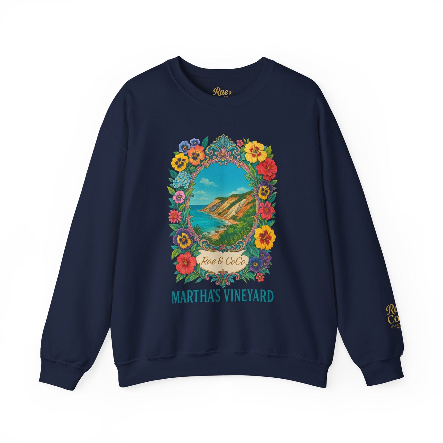 Aquinnah Cliffs Floral Crewneck – Martha’s Vineyard Classic | Unisex Heavy Blend Sweatshirt