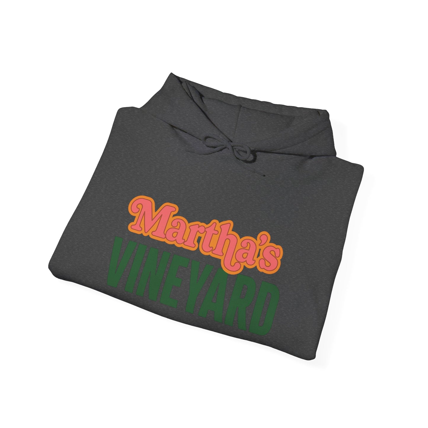 Retro “Martha’s Vineyard” Hoodie – Unisex Heavy Blend, Orange & Green Coastal Desig