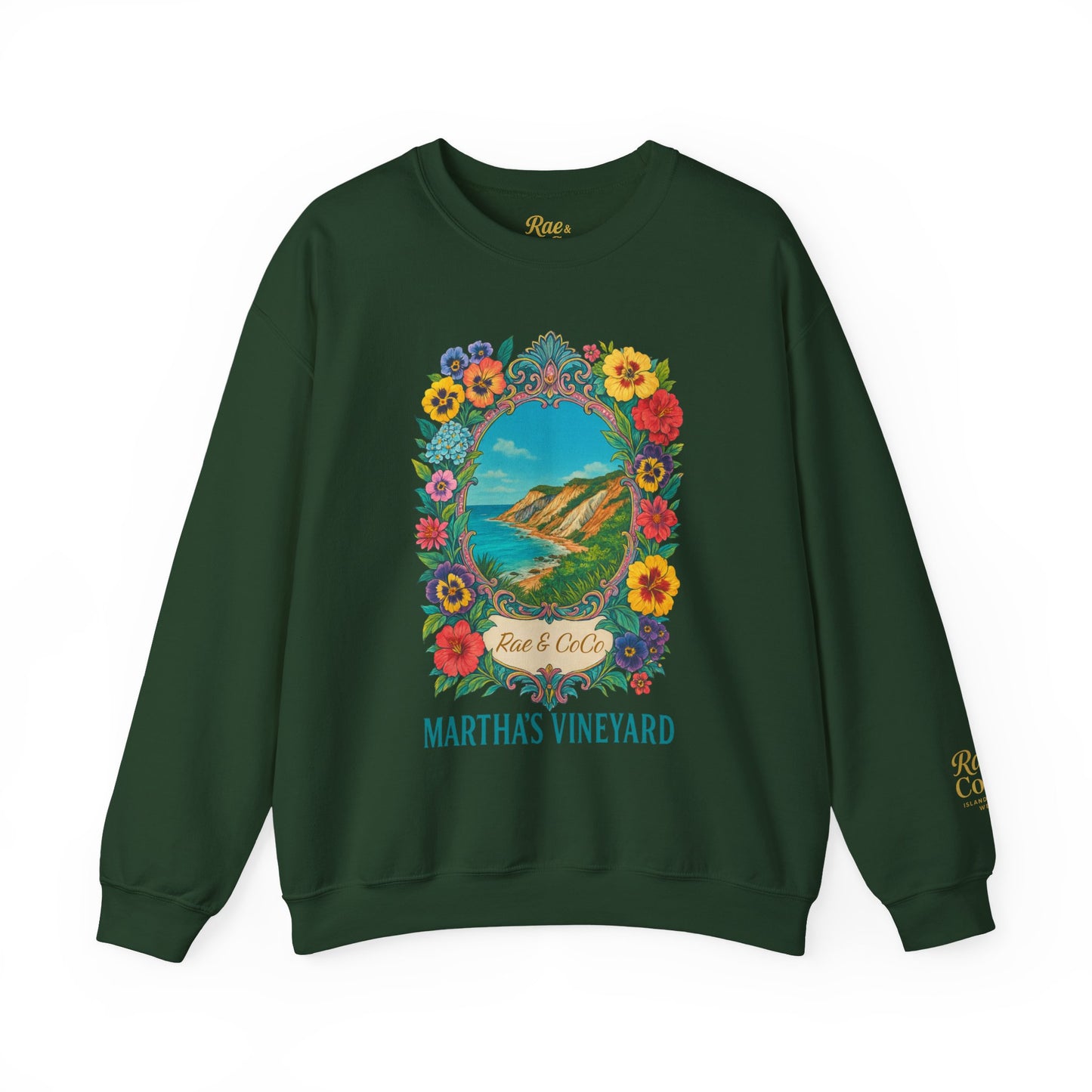 Aquinnah Cliffs Floral Crewneck – Martha’s Vineyard Classic | Unisex Heavy Blend Sweatshirt