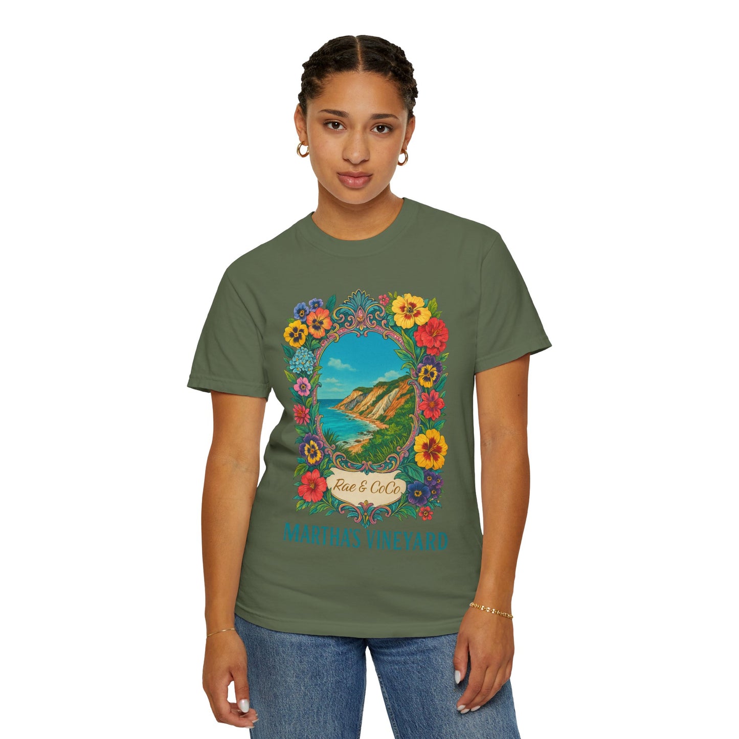 Vintage Floral Martha’s Vineyard Tee – Aquinnah Cliffs & Island Heritage Shirt