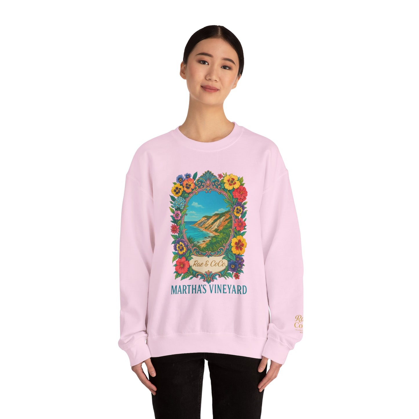 Aquinnah Cliffs Floral Crewneck – Martha’s Vineyard Classic | Unisex Heavy Blend Sweatshirt