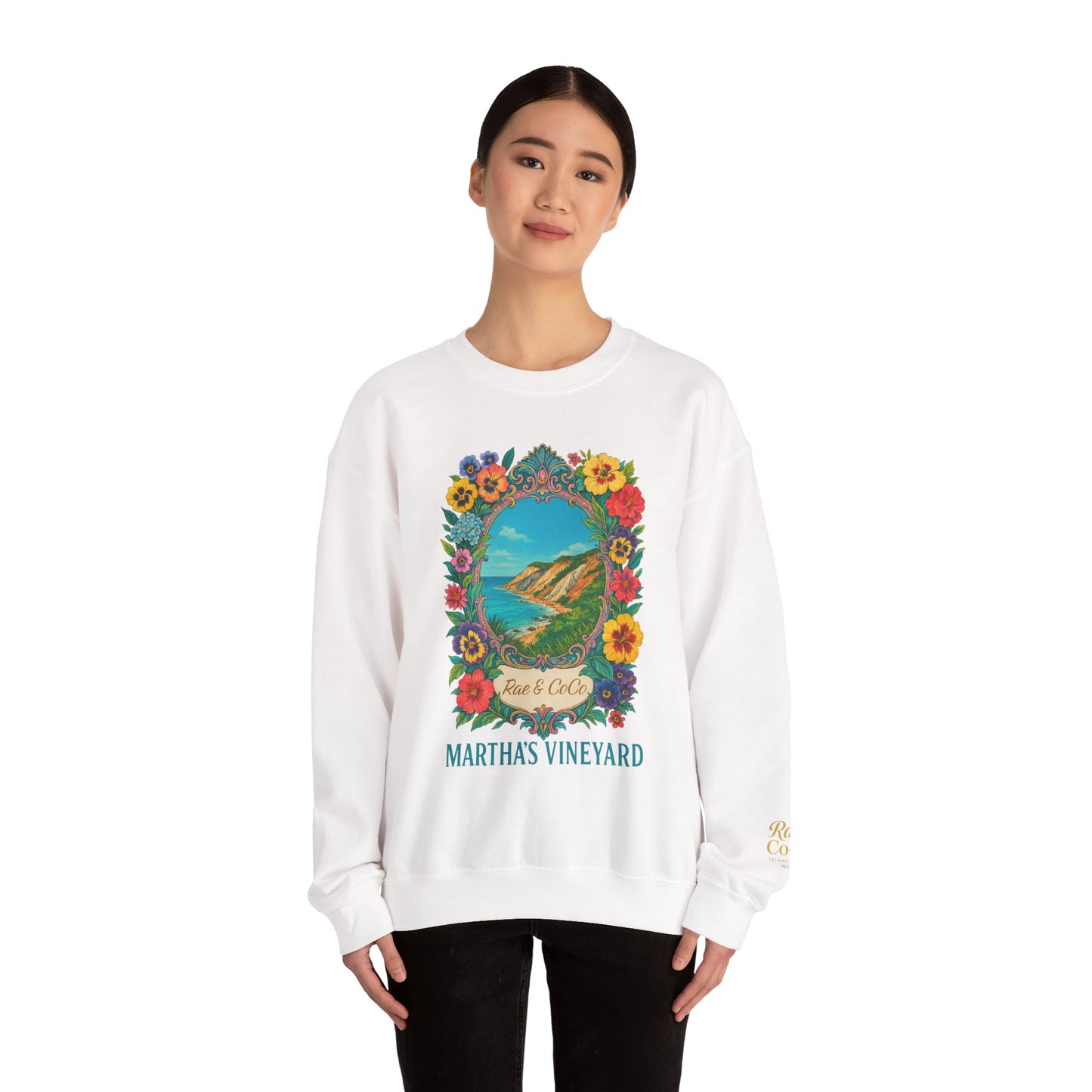 Aquinnah Cliffs Floral Crewneck – Martha’s Vineyard Classic | Unisex Heavy Blend Sweatshirt