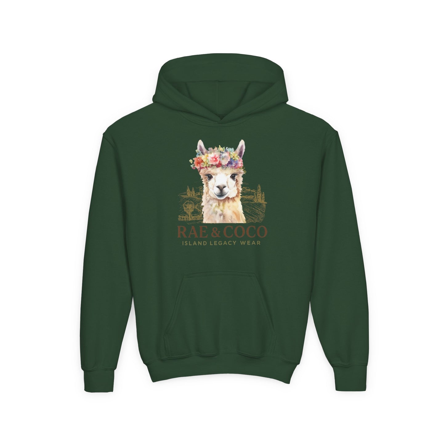 Floral Alpaca Youth Hoodie - Cozy Gift for Animal Lovers, Perfect for Birthdays, Holidays, Casual Wear, Family Outings