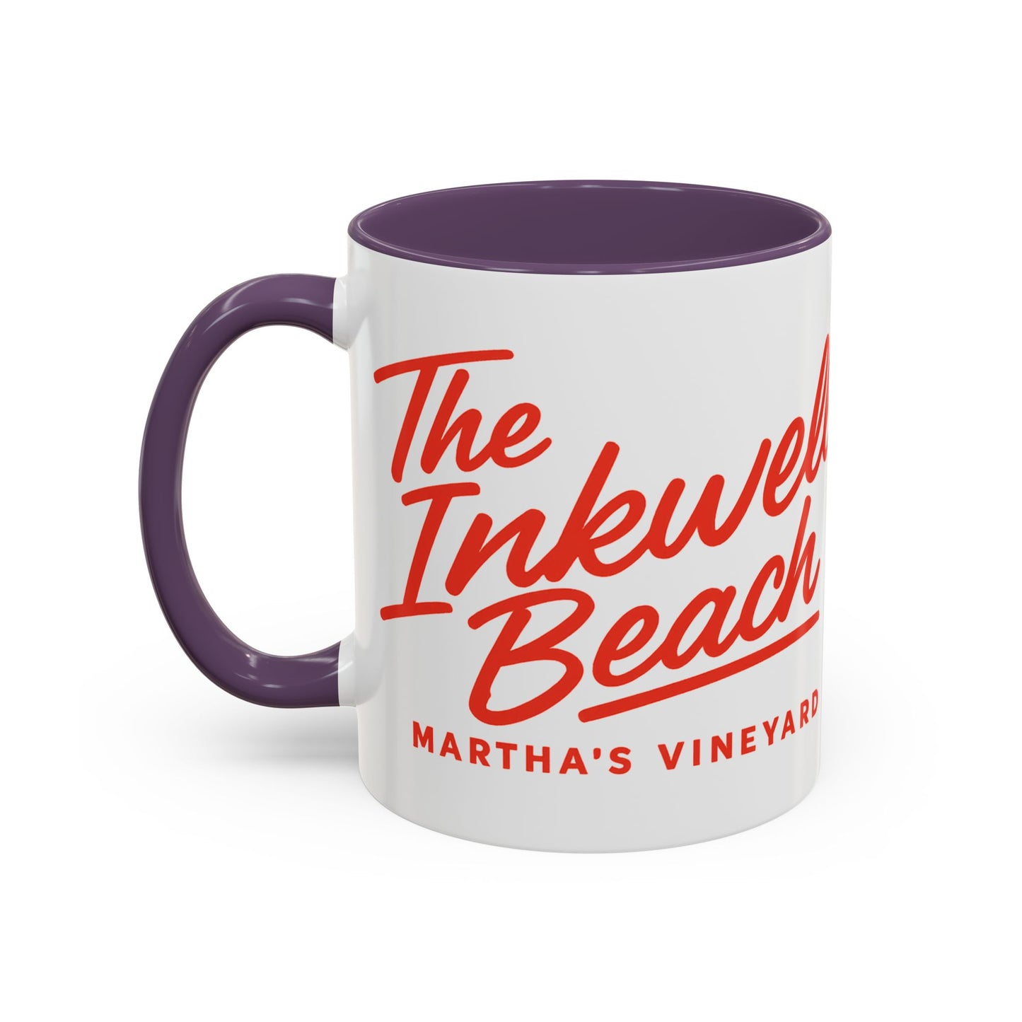 🔴 The Inkwell Beach – Martha’s Vineyard Classic Script Accent Mug (11oz & 15oz)