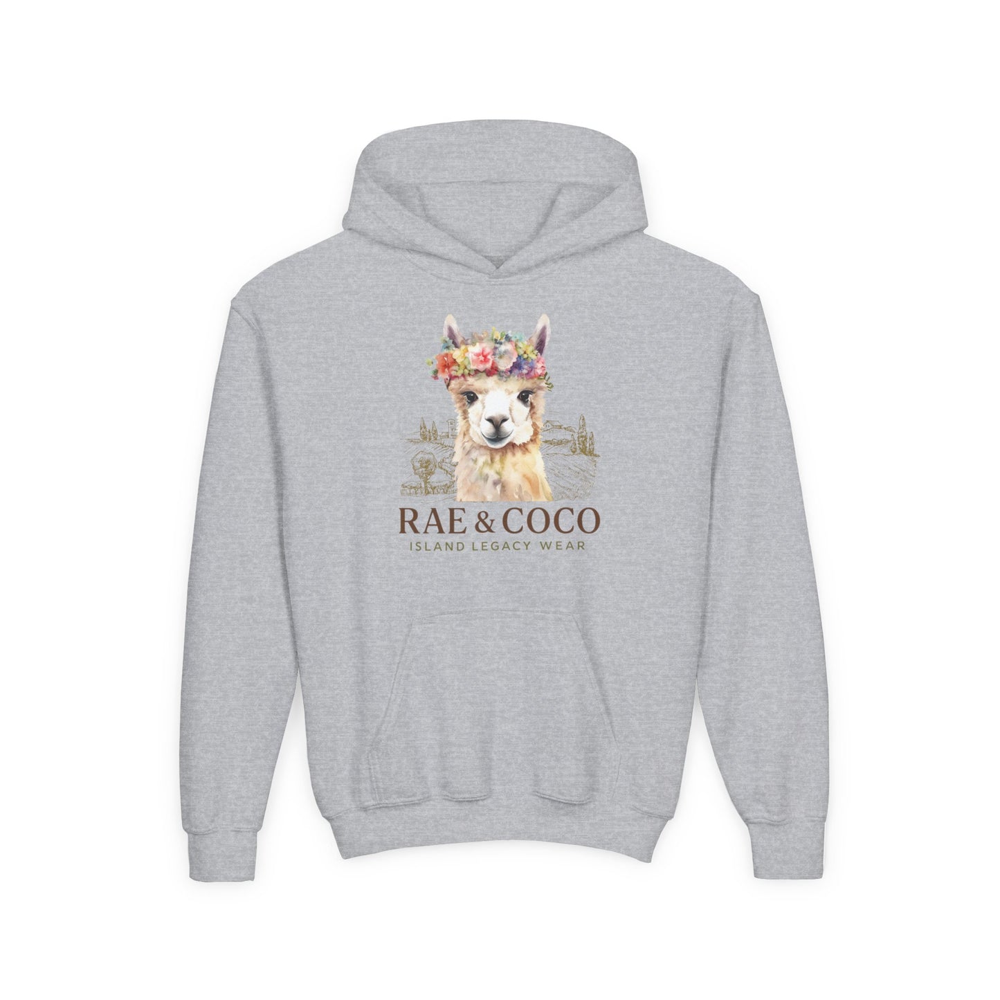 Floral Alpaca Youth Hoodie - Cozy Gift for Animal Lovers, Perfect for Birthdays, Holidays, Casual Wear, Family Outings