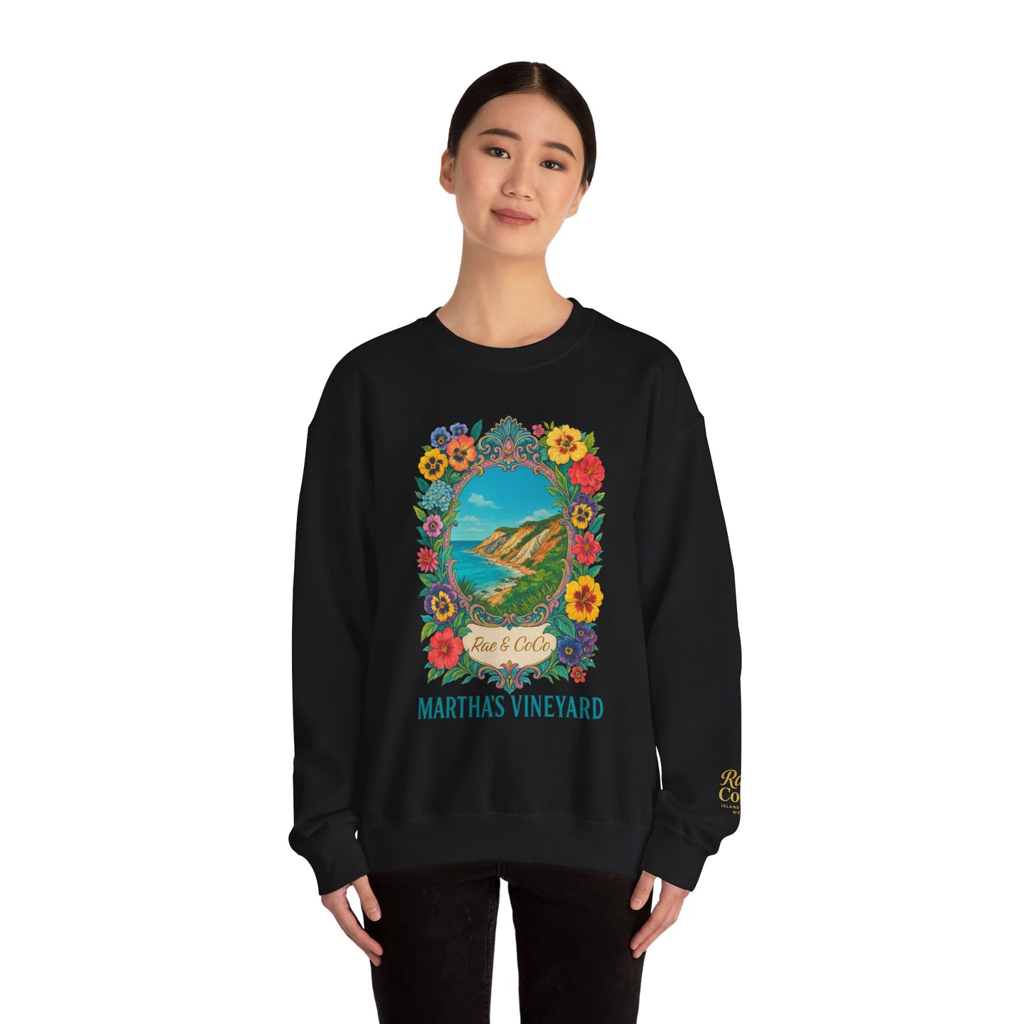 Aquinnah Cliffs Floral Crewneck – Martha’s Vineyard Classic | Unisex Heavy Blend Sweatshirt
