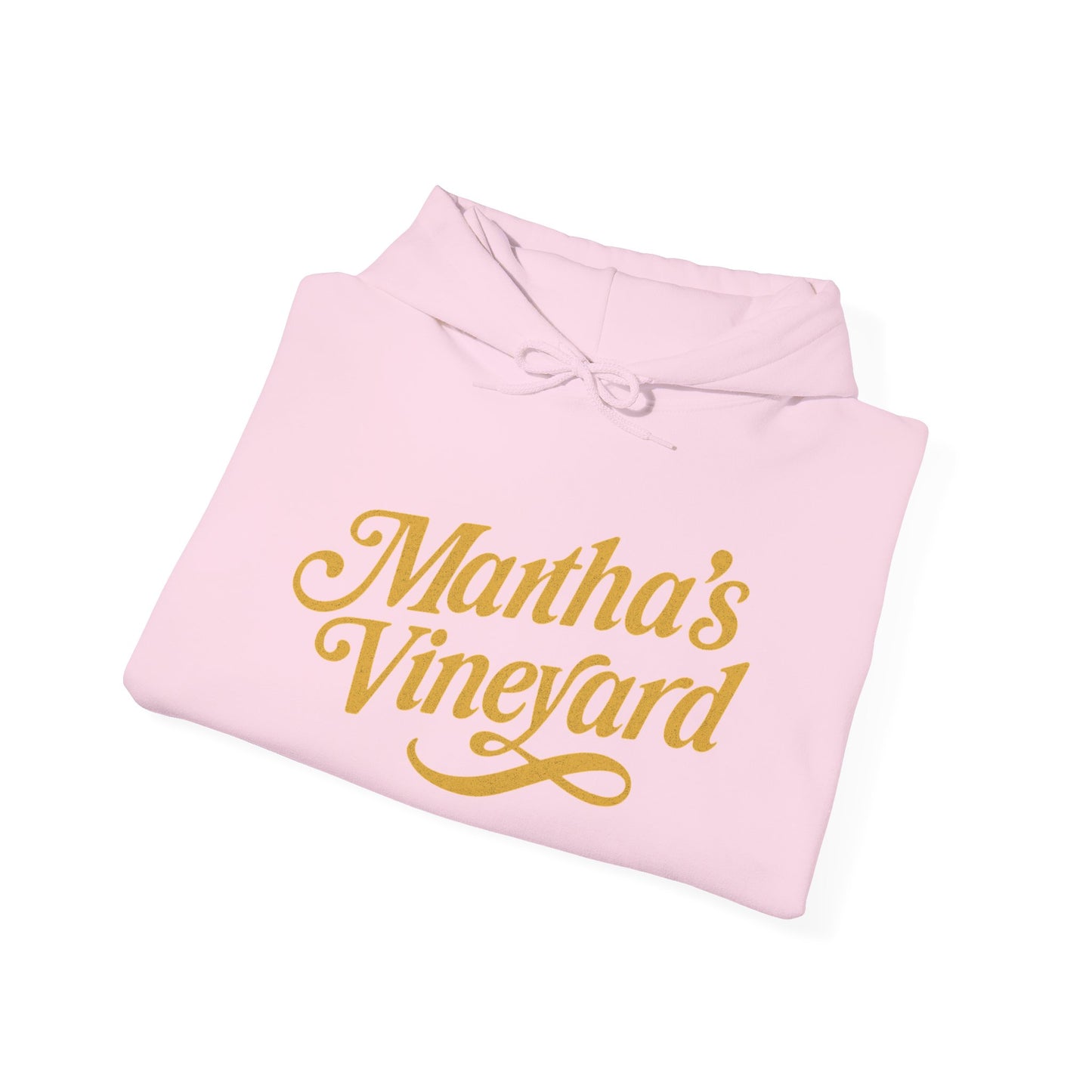 Martha’s Vineyard Hoodie – Unisex Heavy Blend with Cursive Yellow & Black Lettering