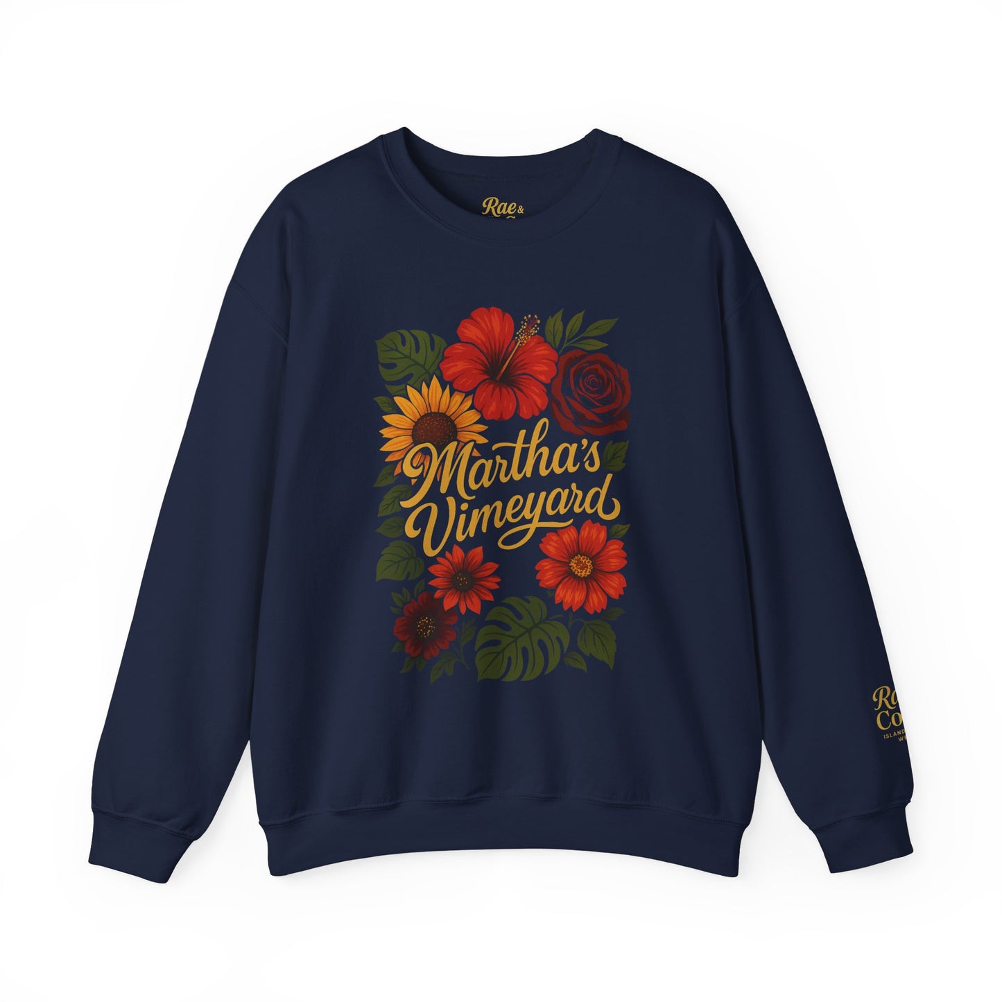 Ocean Park Floral Crewneck Sweatshirt – Martha’s Vineyard Classic | Unisex Heavy Blend
