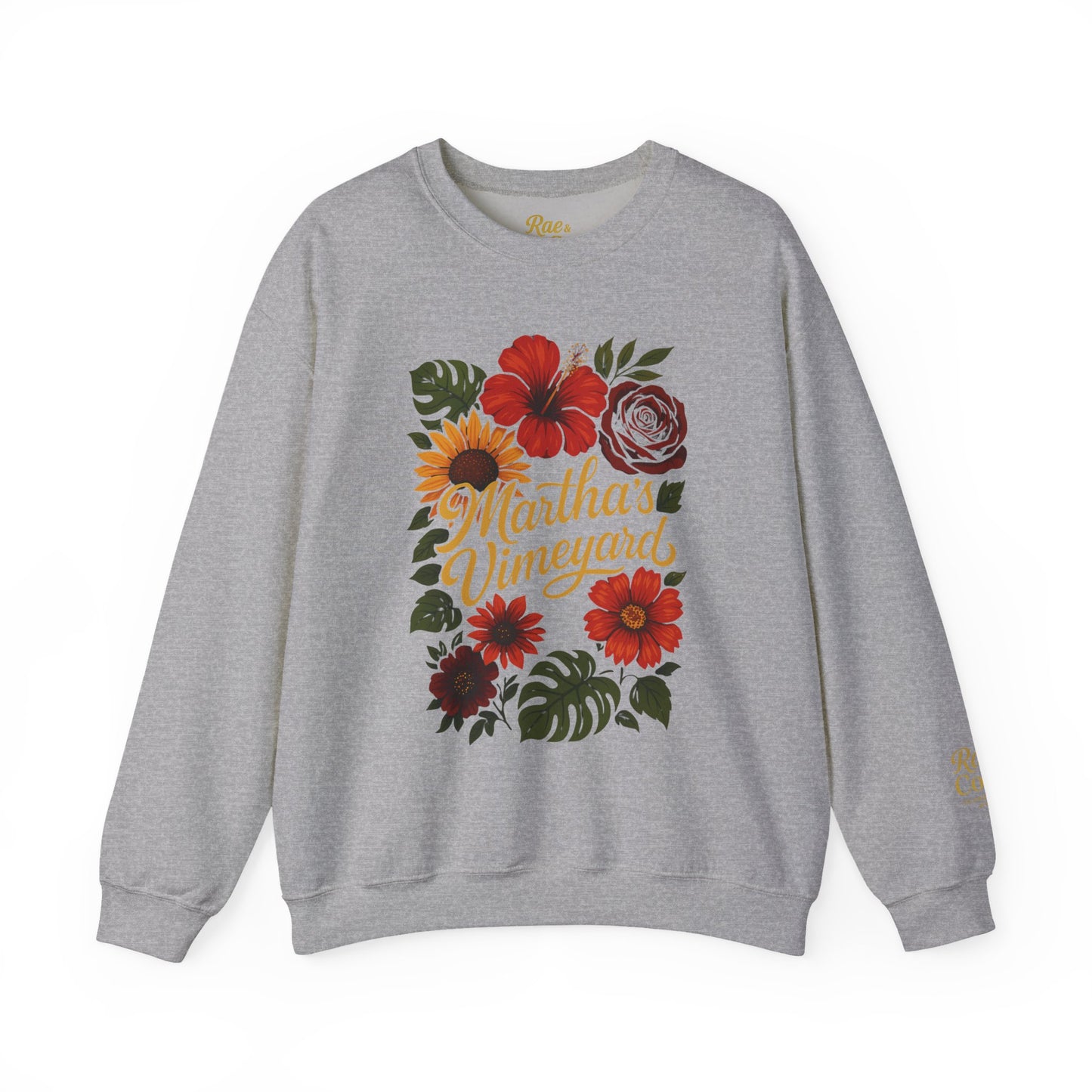 Ocean Park Floral Crewneck Sweatshirt – Martha’s Vineyard Classic | Unisex Heavy Blend