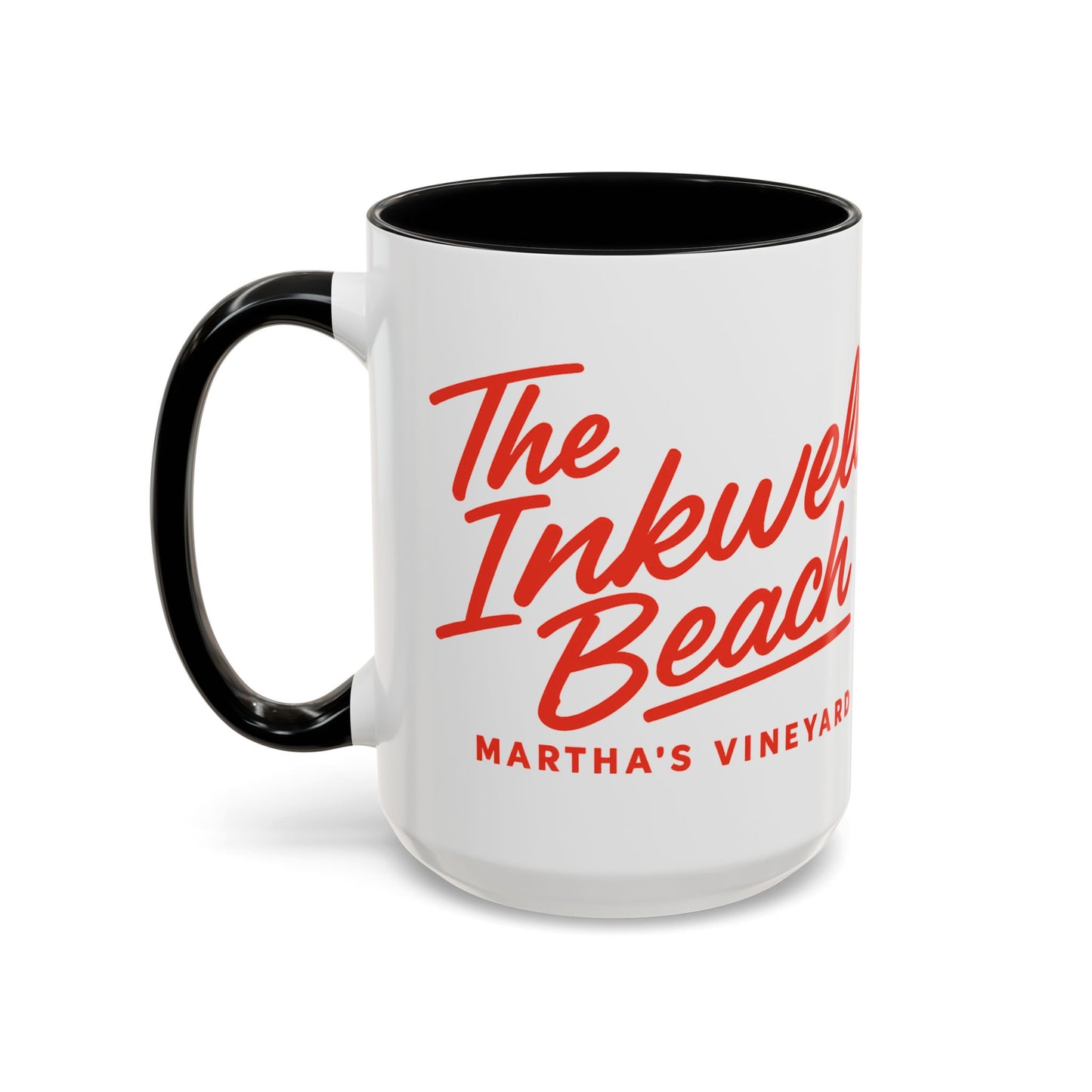 🔴 The Inkwell Beach – Martha’s Vineyard Classic Script Accent Mug (11oz & 15oz)