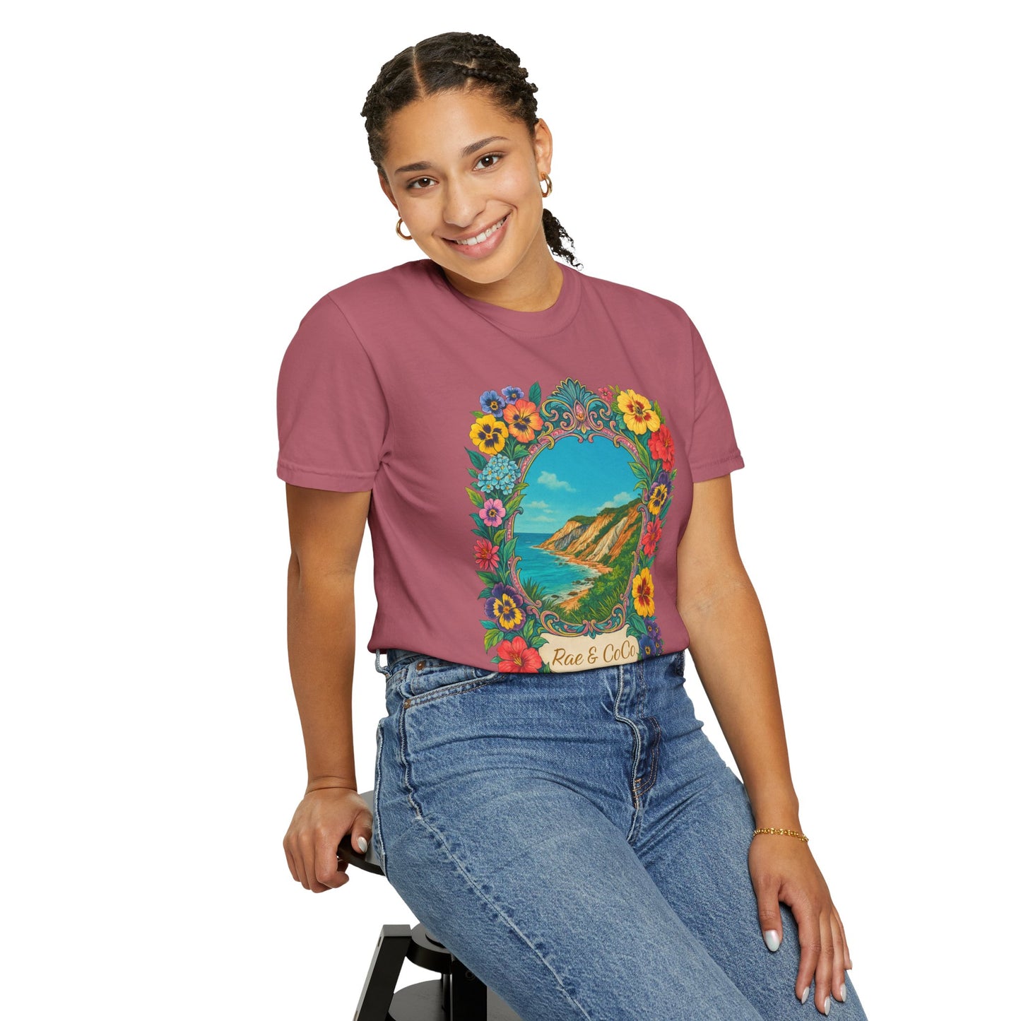 Vintage Floral Martha’s Vineyard Tee – Aquinnah Cliffs & Island Heritage Shirt