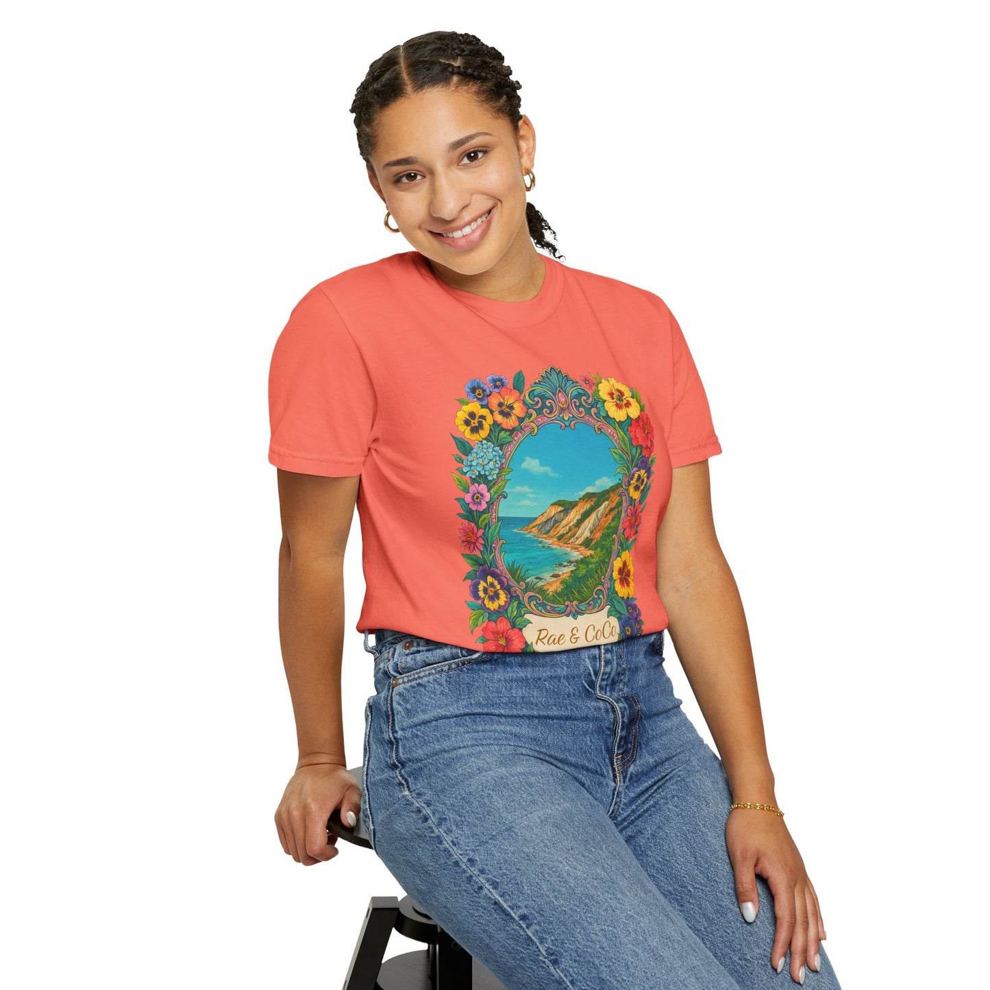 Vintage Floral Martha’s Vineyard Tee – Aquinnah Cliffs & Island Heritage Shirt