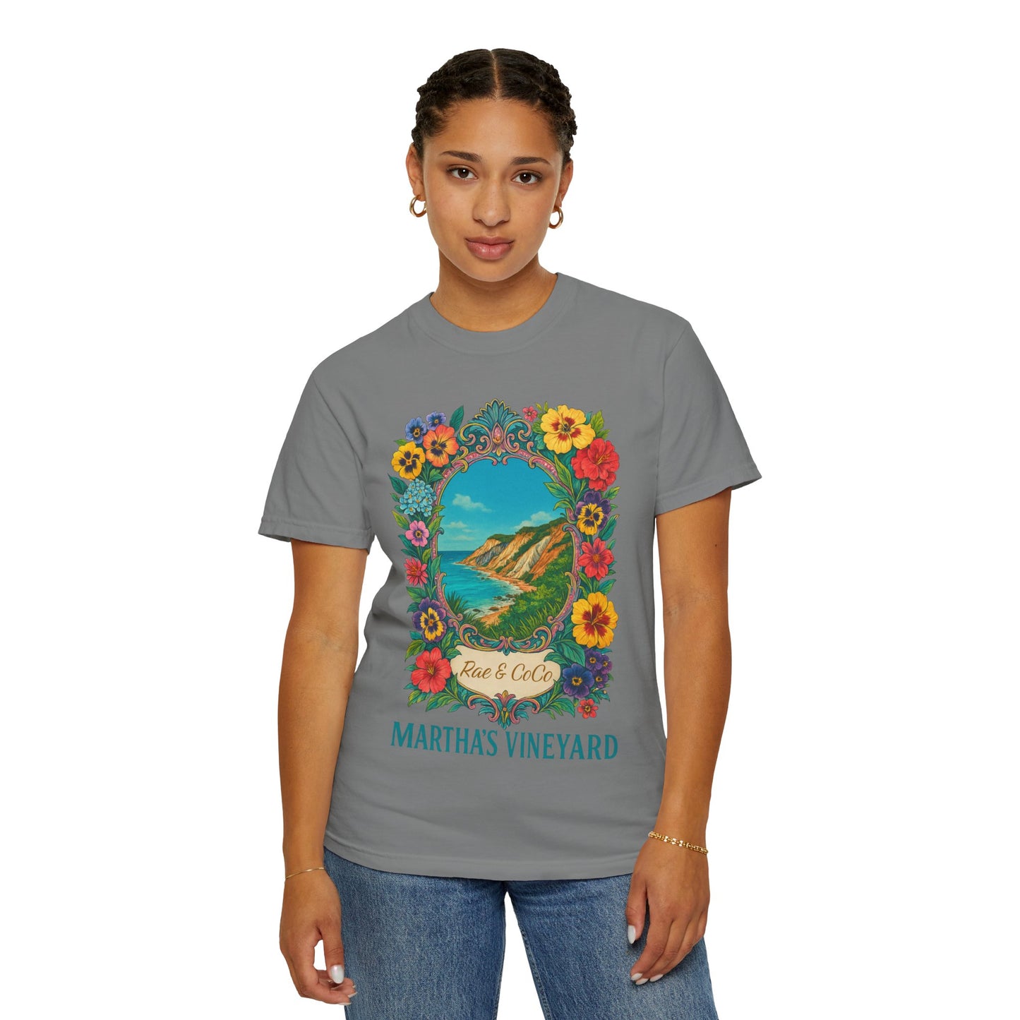 Vintage Floral Martha’s Vineyard Tee – Aquinnah Cliffs & Island Heritage Shirt