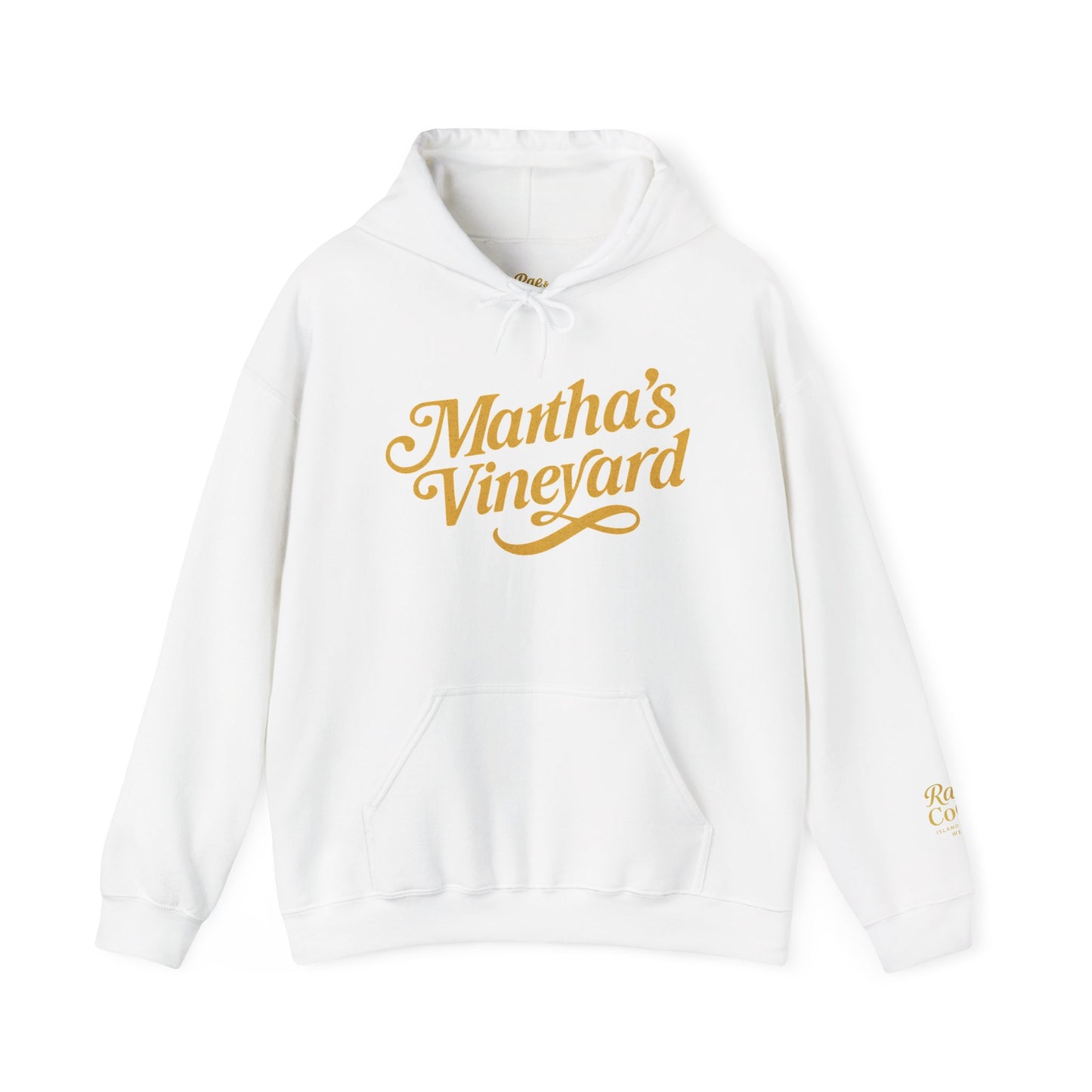 Martha’s Vineyard Hoodie – Unisex Heavy Blend with Cursive Yellow & Black Lettering
