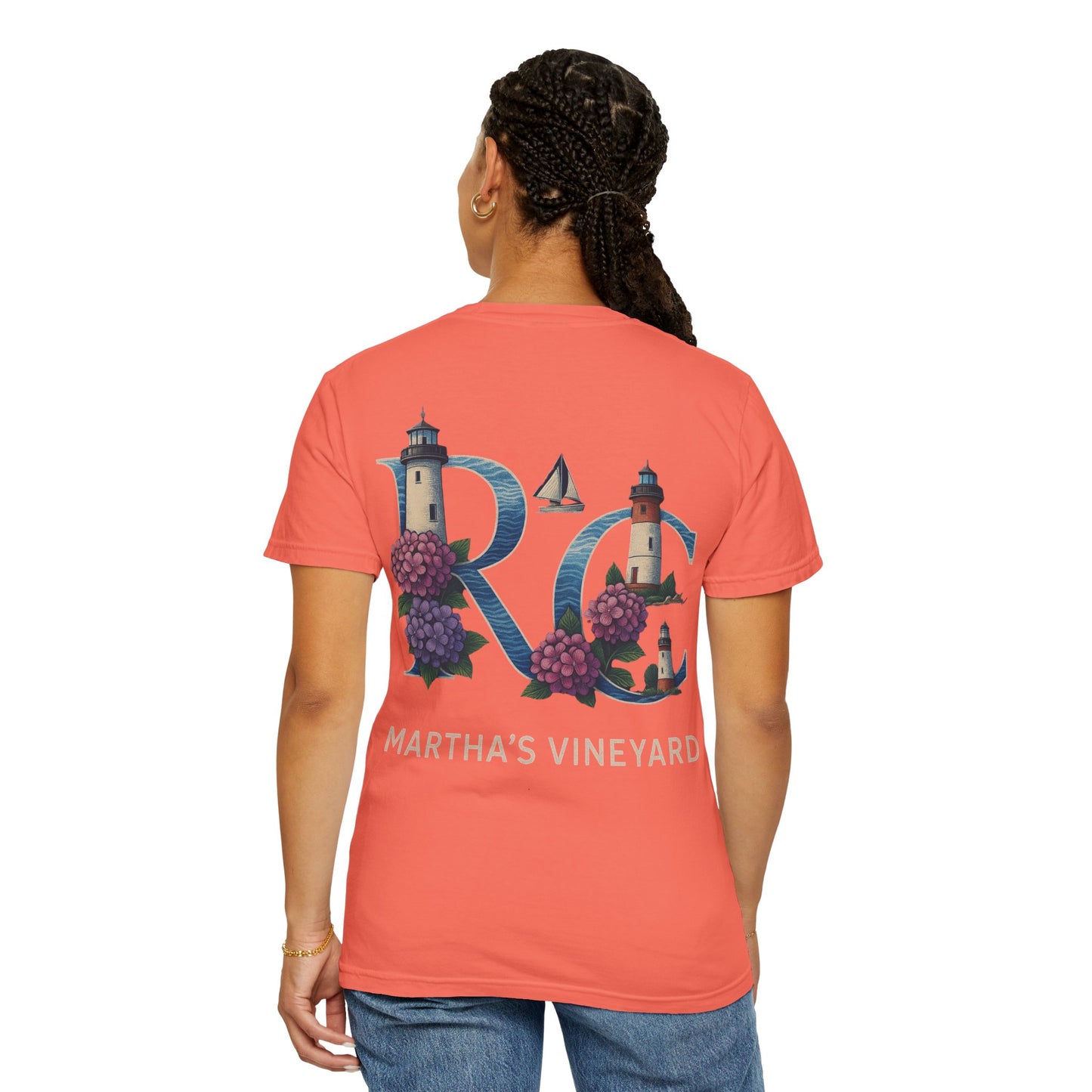 RC Martha’s Vineyard Tee – Nautical Lighthouse & Hydrangea Island Design