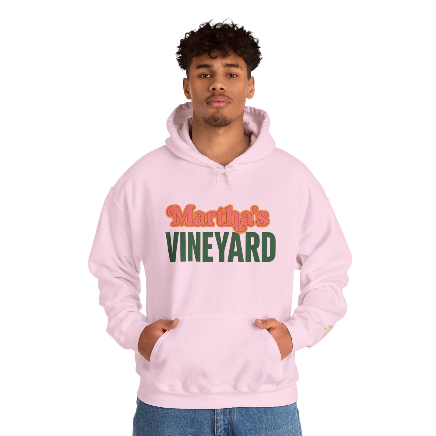 Retro “Martha’s Vineyard” Hoodie – Unisex Heavy Blend, Orange & Green Coastal Desig