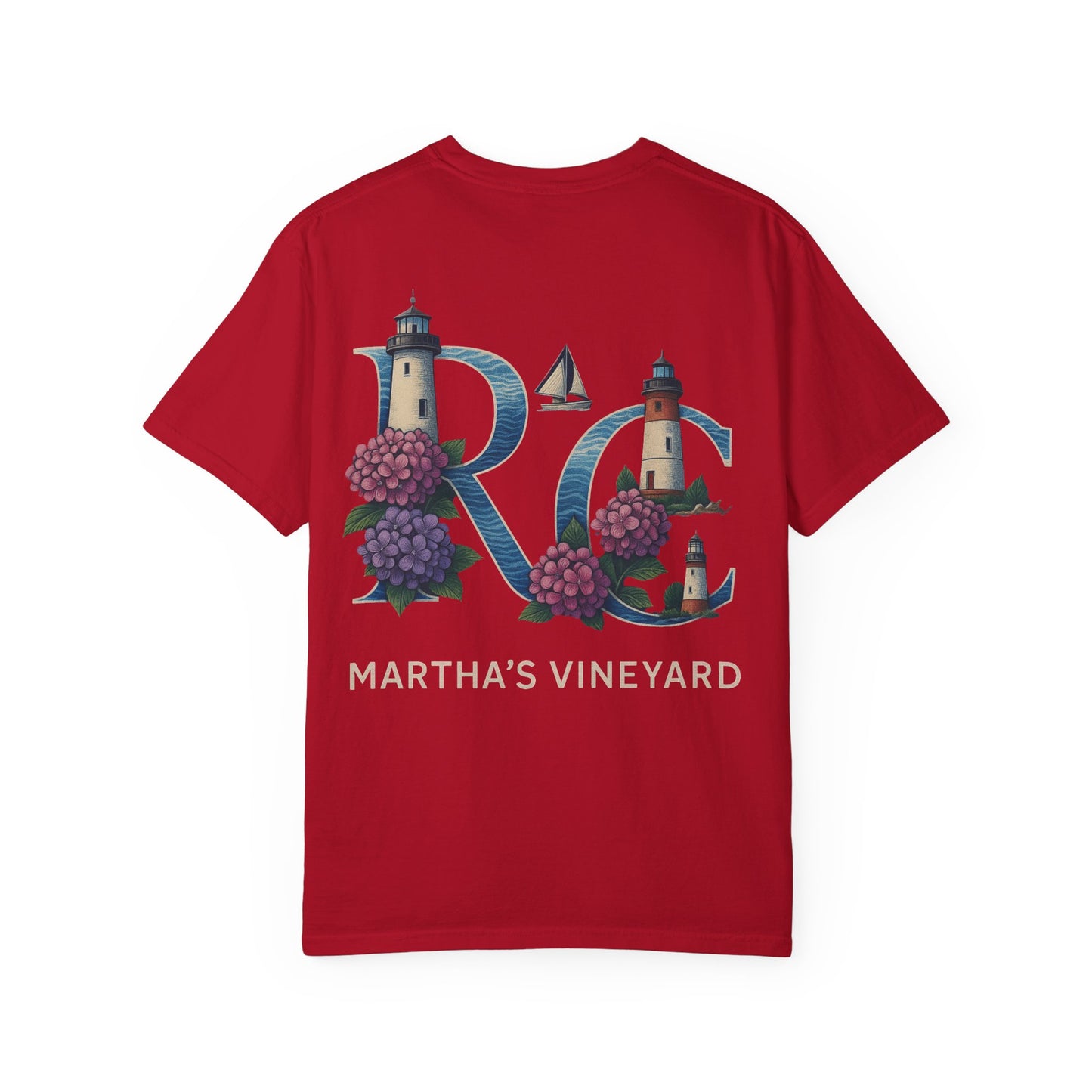 RC Martha’s Vineyard Tee – Nautical Lighthouse & Hydrangea Island Design