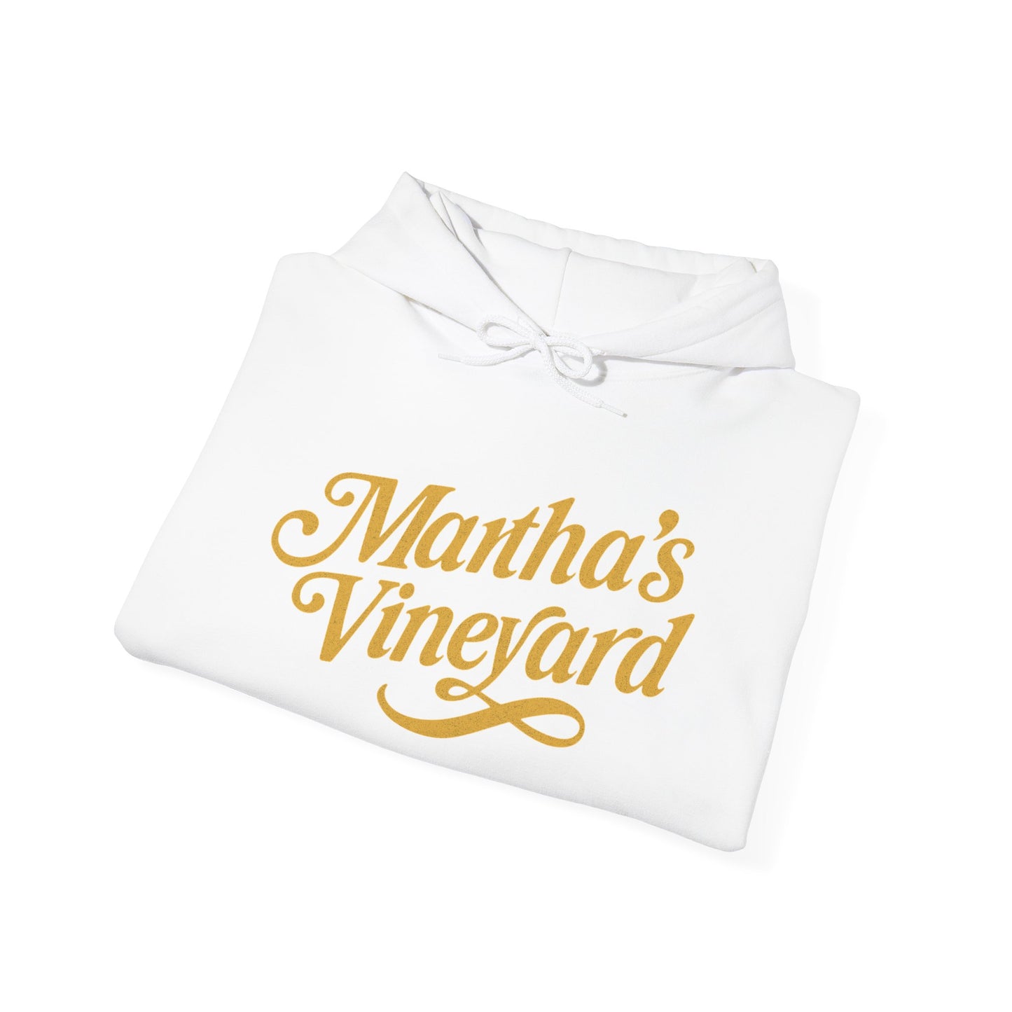 Martha’s Vineyard Hoodie – Unisex Heavy Blend with Cursive Yellow & Black Lettering