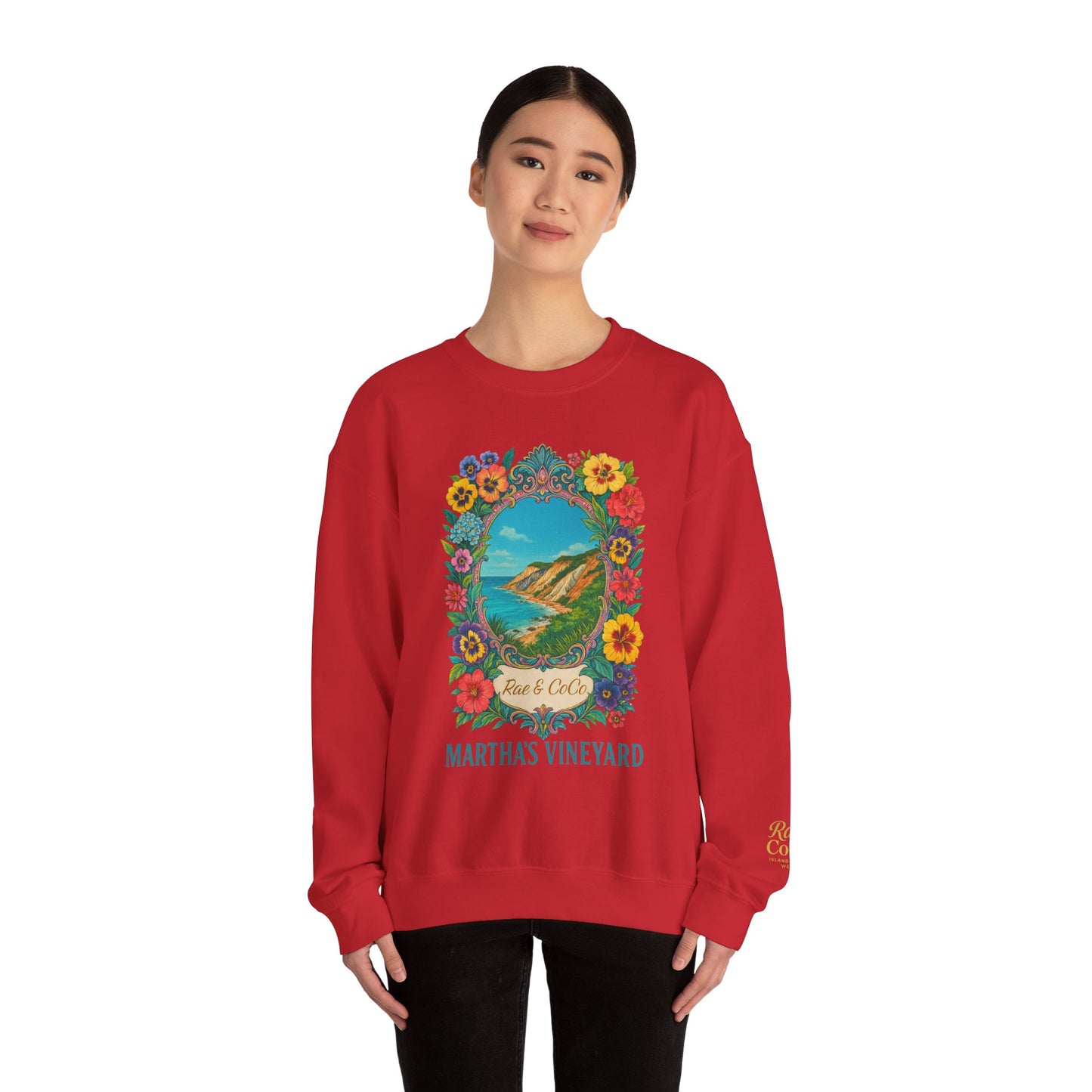 Aquinnah Cliffs Floral Crewneck – Martha’s Vineyard Classic | Unisex Heavy Blend Sweatshirt