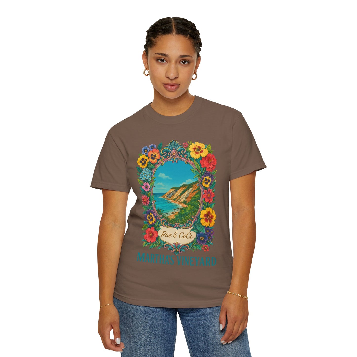 Vintage Floral Martha’s Vineyard Tee – Aquinnah Cliffs & Island Heritage Shirt