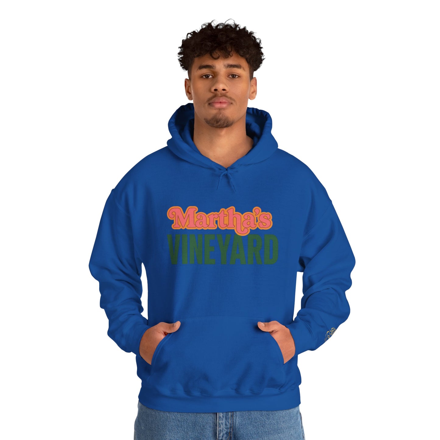 Retro “Martha’s Vineyard” Hoodie – Unisex Heavy Blend, Orange & Green Coastal Desig