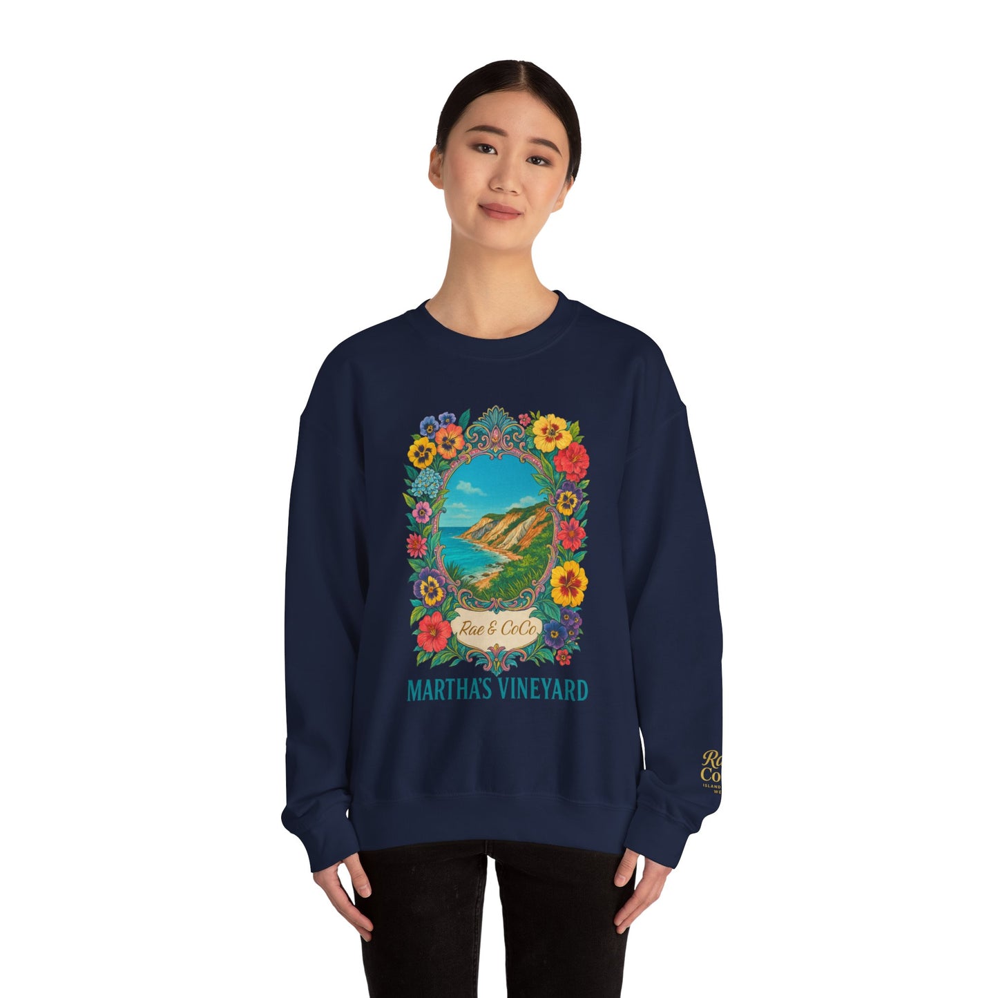 Aquinnah Cliffs Floral Crewneck – Martha’s Vineyard Classic | Unisex Heavy Blend Sweatshirt