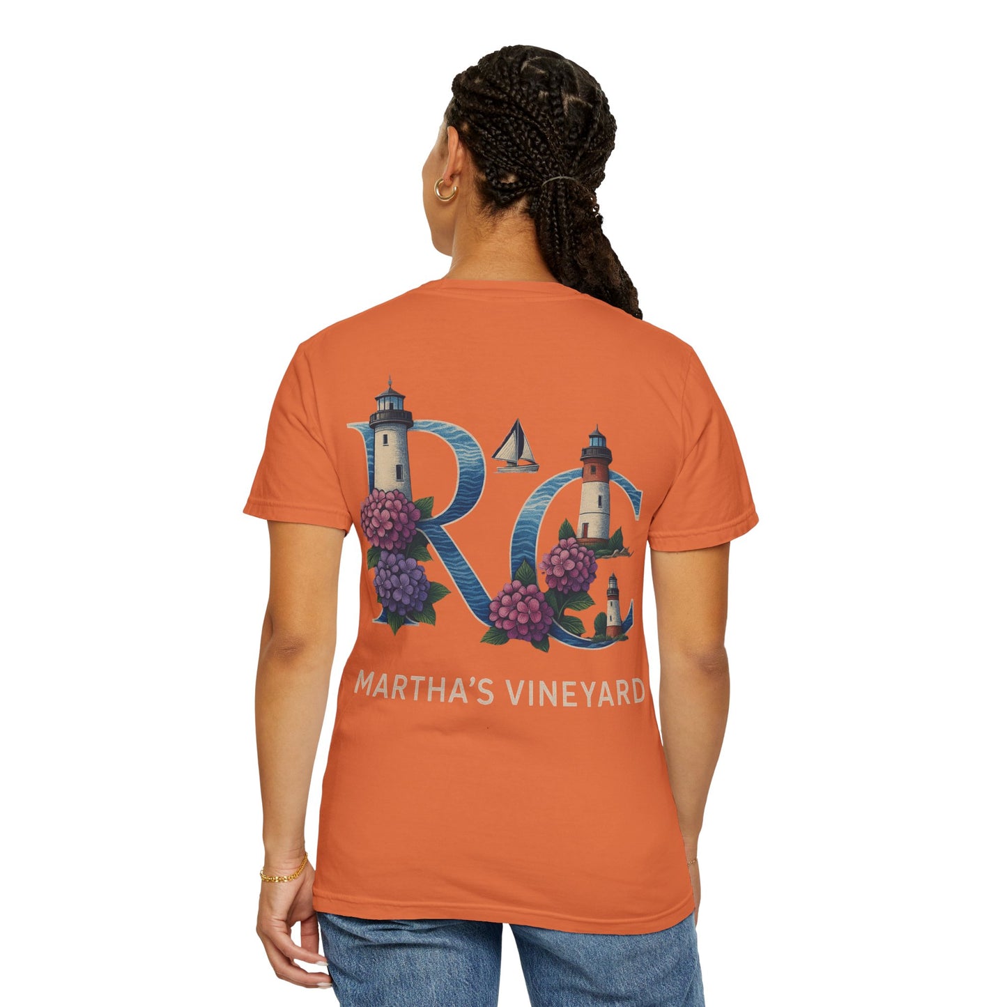 RC Martha’s Vineyard Tee – Nautical Lighthouse & Hydrangea Island Design