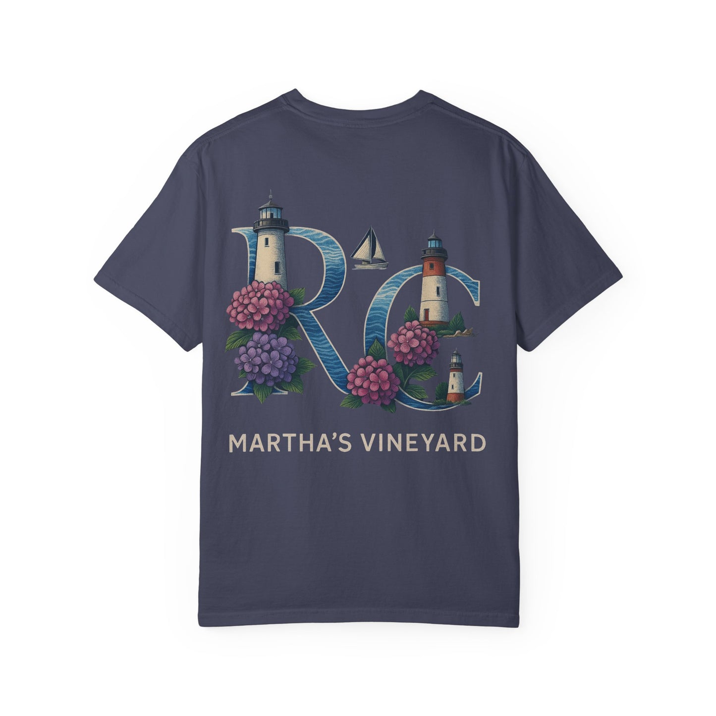 RC Martha’s Vineyard Tee – Nautical Lighthouse & Hydrangea Island Design