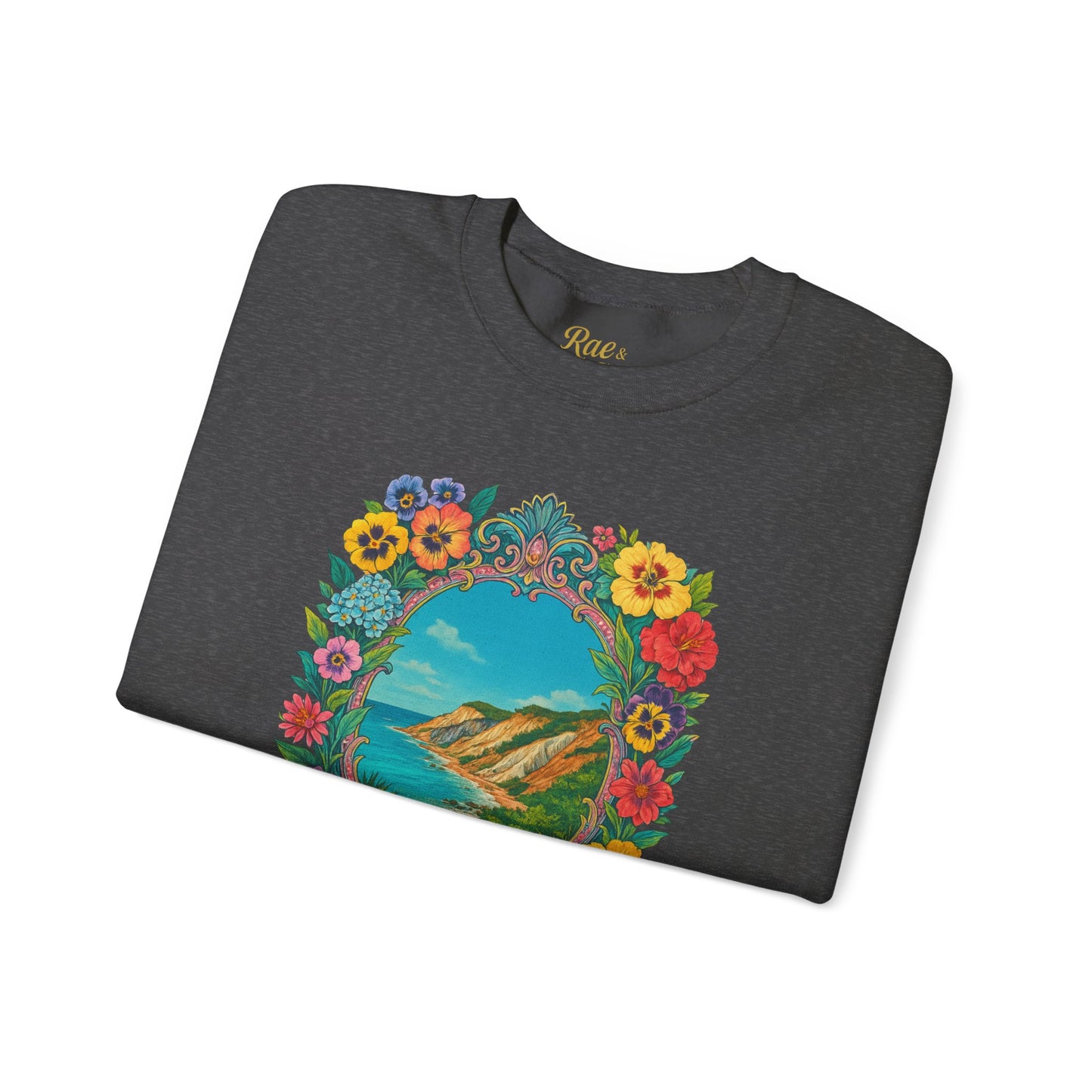 Aquinnah Cliffs Floral Crewneck – Martha’s Vineyard Classic | Unisex Heavy Blend Sweatshirt
