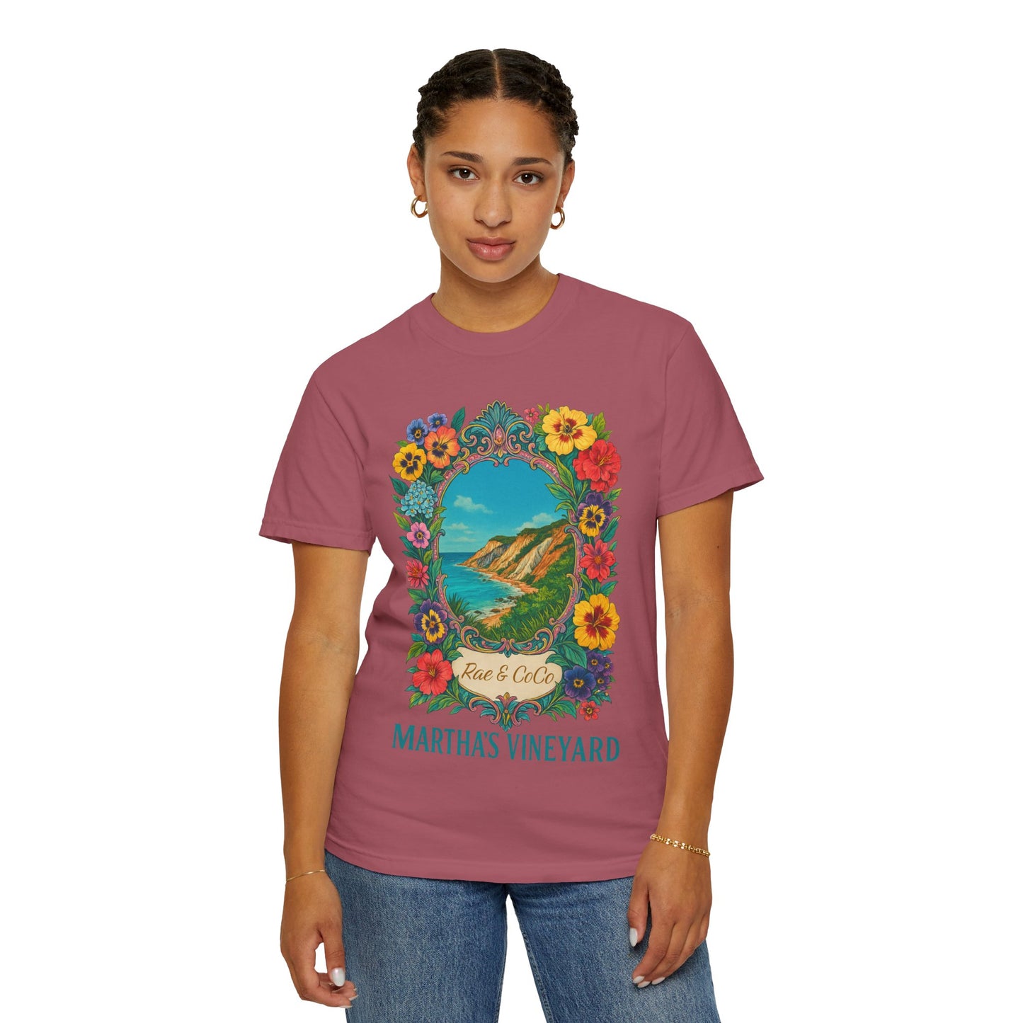 Vintage Floral Martha’s Vineyard Tee – Aquinnah Cliffs & Island Heritage Shirt