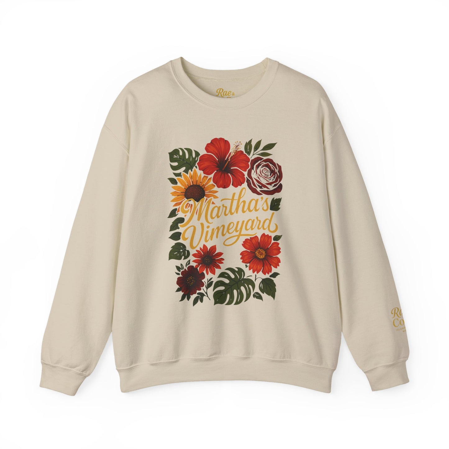 Ocean Park Floral Crewneck Sweatshirt – Martha’s Vineyard Classic | Unisex Heavy Blend