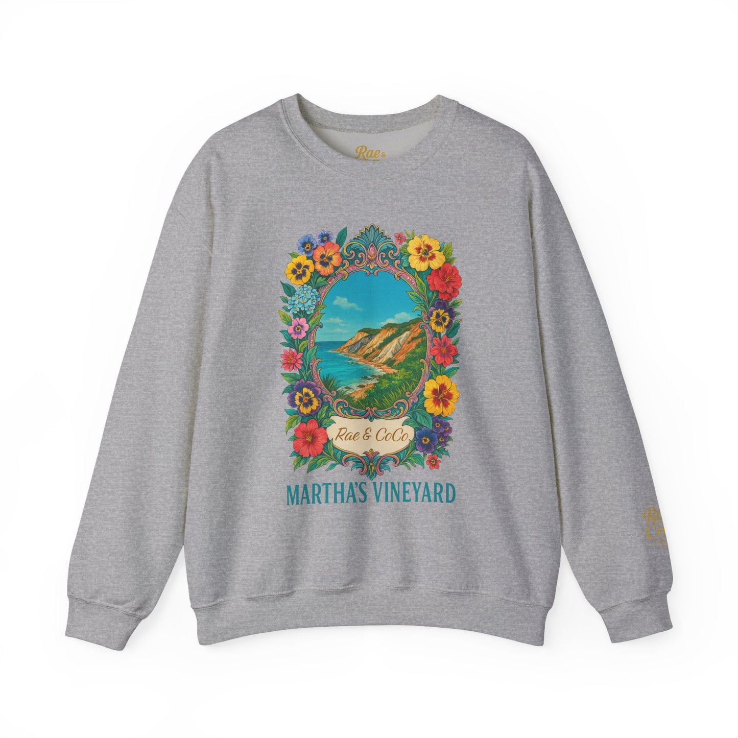 Aquinnah Cliffs Floral Crewneck – Martha’s Vineyard Classic | Unisex Heavy Blend Sweatshirt
