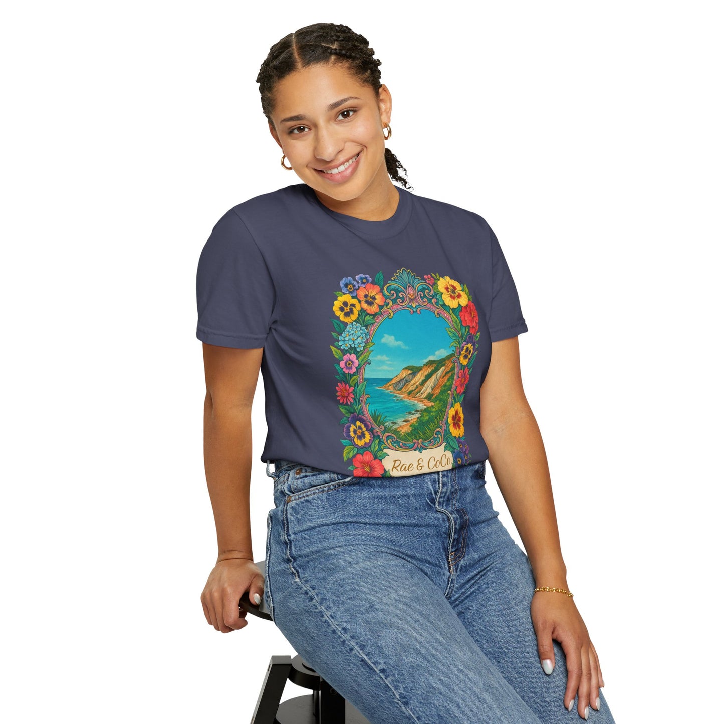 Vintage Floral Martha’s Vineyard Tee – Aquinnah Cliffs & Island Heritage Shirt