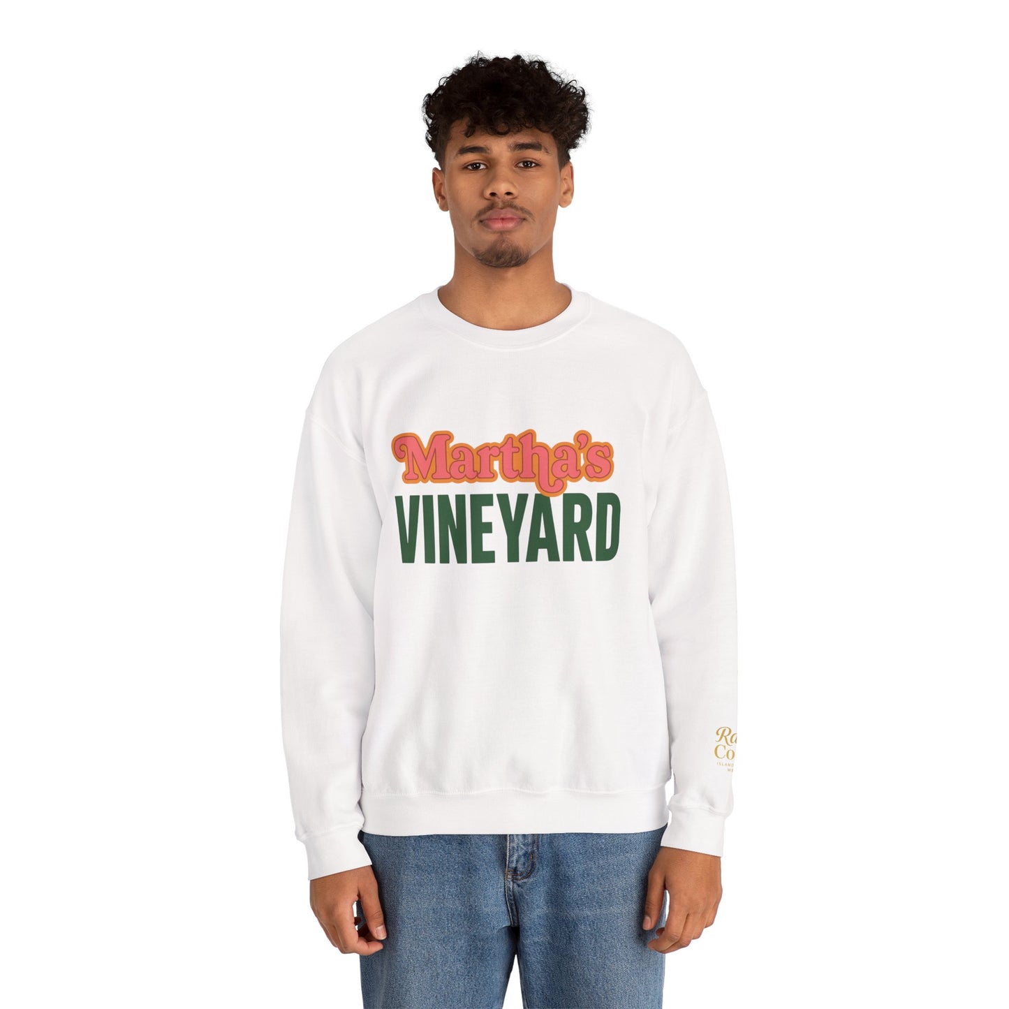 Retro Martha’s Vineyard Crewneck Sweatshirt – Unisex Heavy Blend | Orange & Green Classic Design