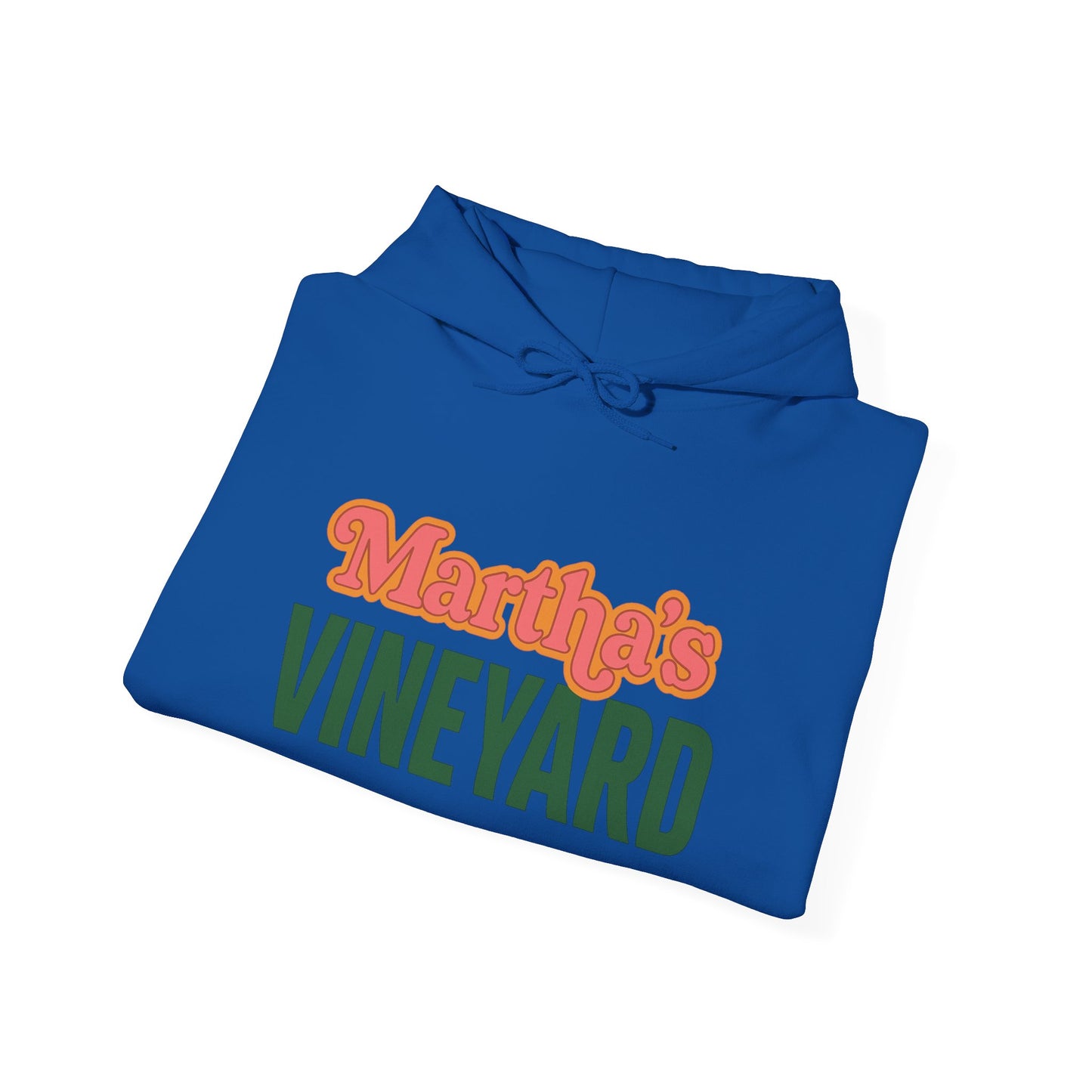 Retro “Martha’s Vineyard” Hoodie – Unisex Heavy Blend, Orange & Green Coastal Desig