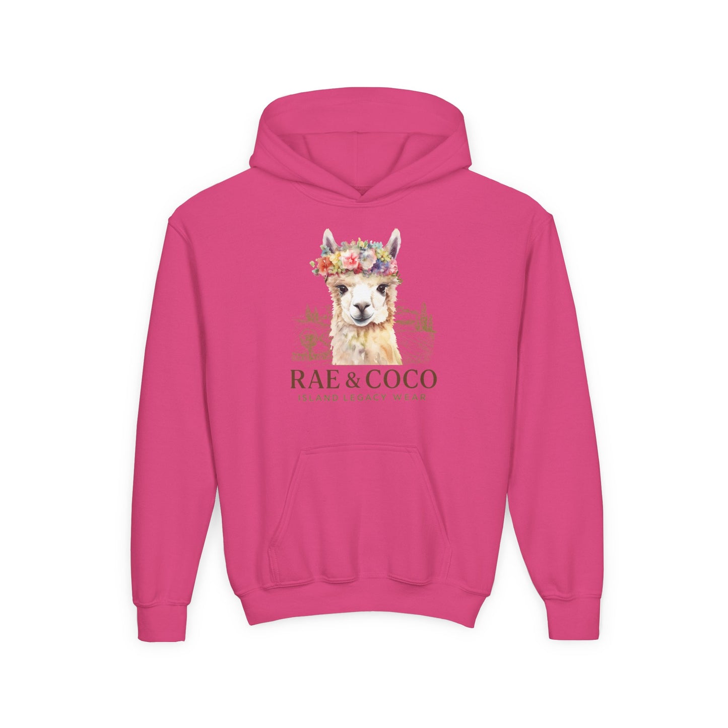 Floral Alpaca Youth Hoodie - Cozy Gift for Animal Lovers, Perfect for Birthdays, Holidays, Casual Wear, Family Outings