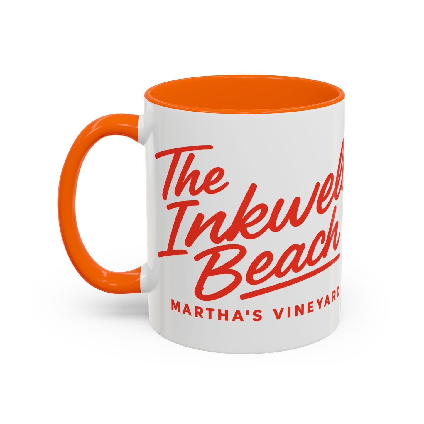 🔴 The Inkwell Beach – Martha’s Vineyard Classic Script Accent Mug (11oz & 15oz)