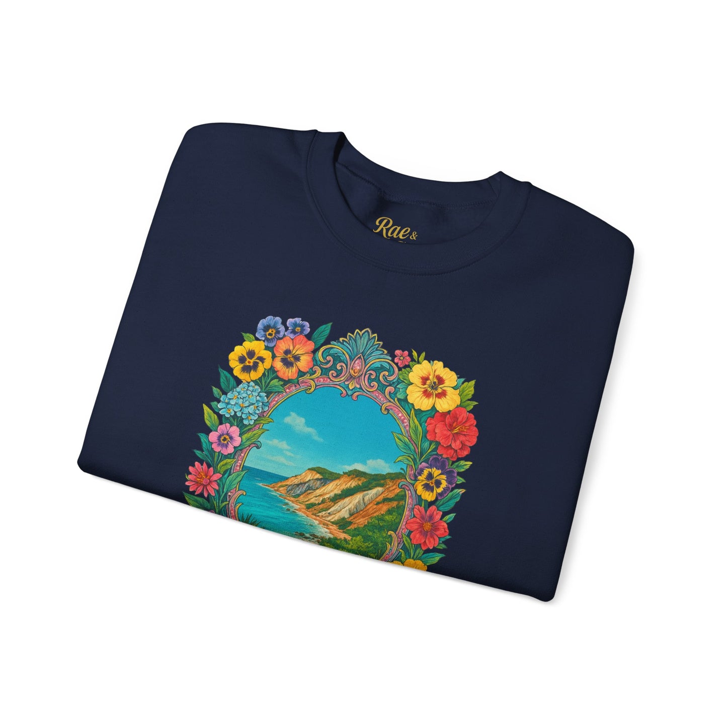 Aquinnah Cliffs Floral Crewneck – Martha’s Vineyard Classic | Unisex Heavy Blend Sweatshirt