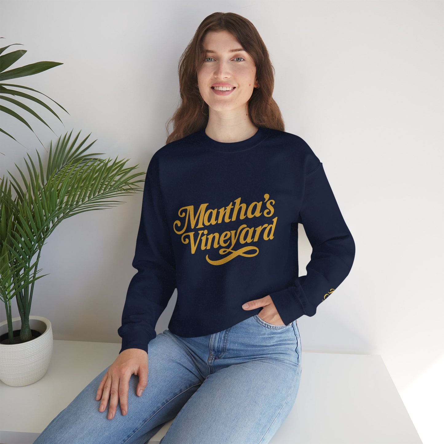 Cursive Martha’s Vineyard Crewneck Sweatshirt – Unisex Heavy Blend | Cozy Island Style