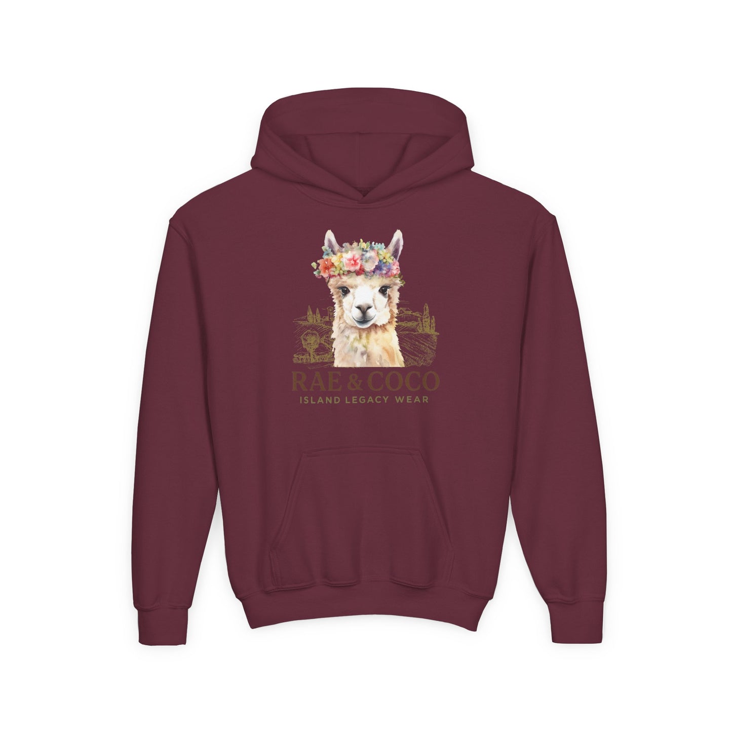 Floral Alpaca Youth Hoodie - Cozy Gift for Animal Lovers, Perfect for Birthdays, Holidays, Casual Wear, Family Outings