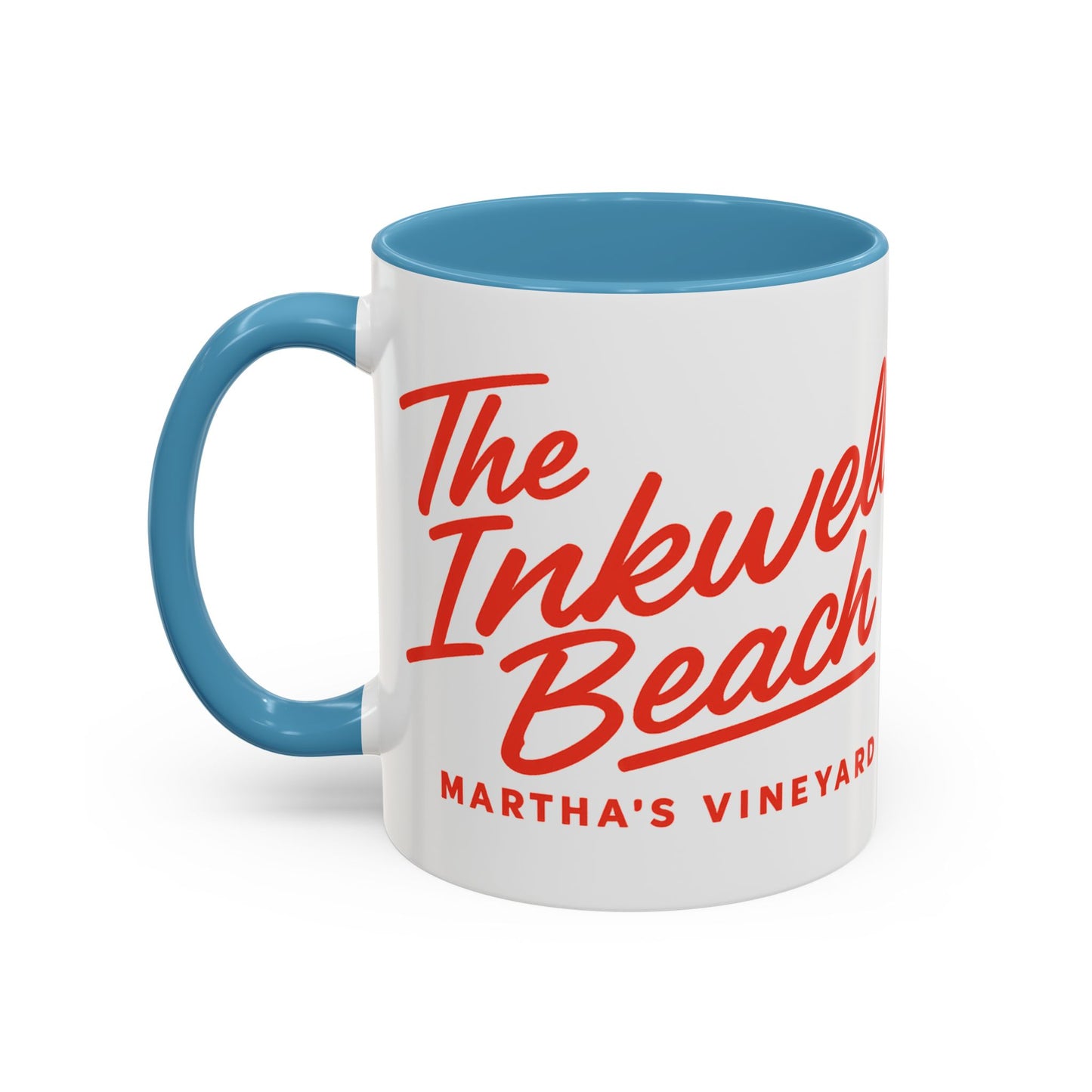 🔴 The Inkwell Beach – Martha’s Vineyard Classic Script Accent Mug (11oz & 15oz)