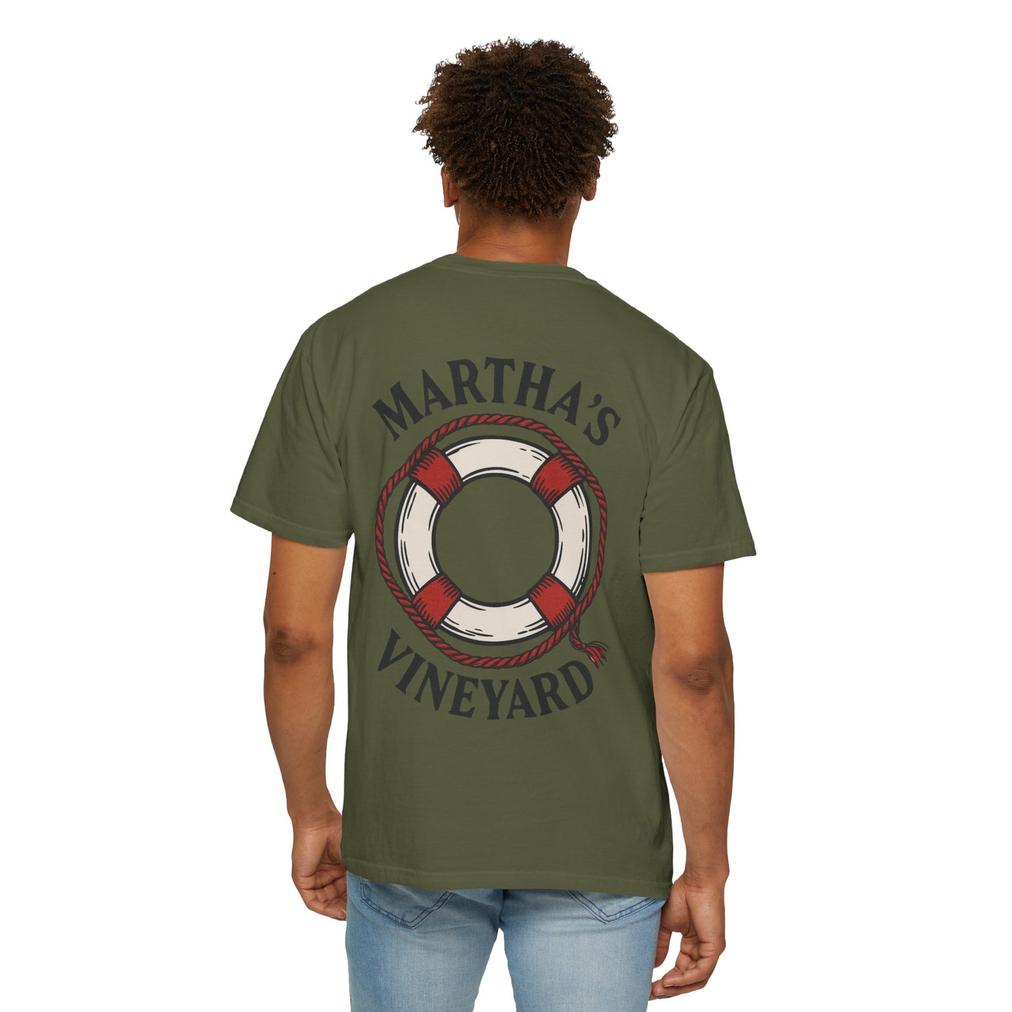 Martha’s Vineyard Lifebuoy Tee – Nautical Vintage Island Graphic Shirt