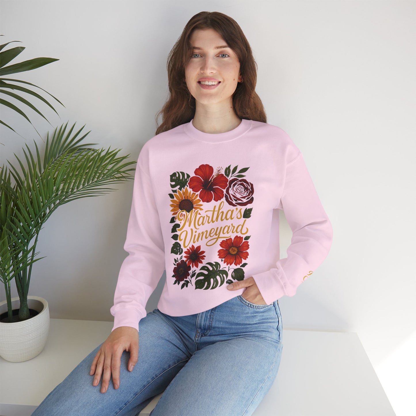 Ocean Park Floral Crewneck Sweatshirt – Martha’s Vineyard Classic | Unisex Heavy Blend