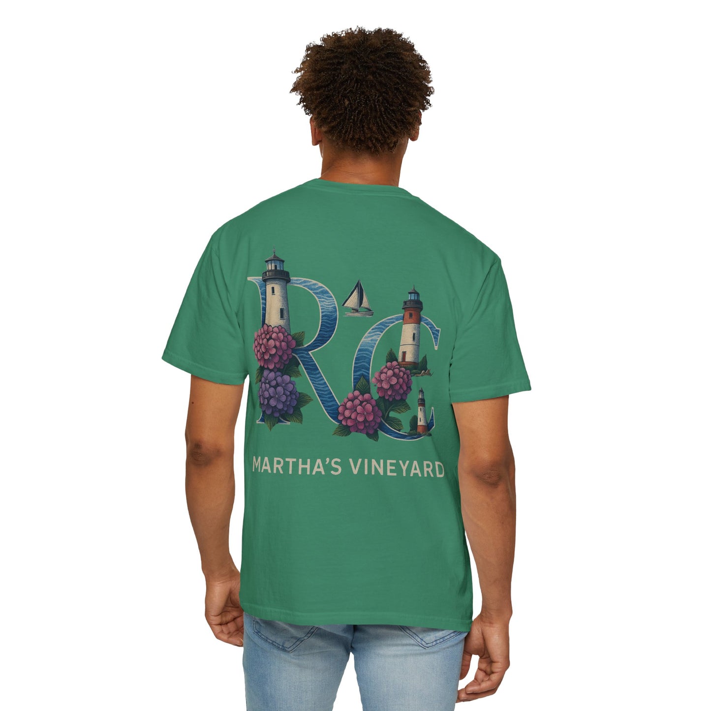 RC Martha’s Vineyard Tee – Nautical Lighthouse & Hydrangea Island Design