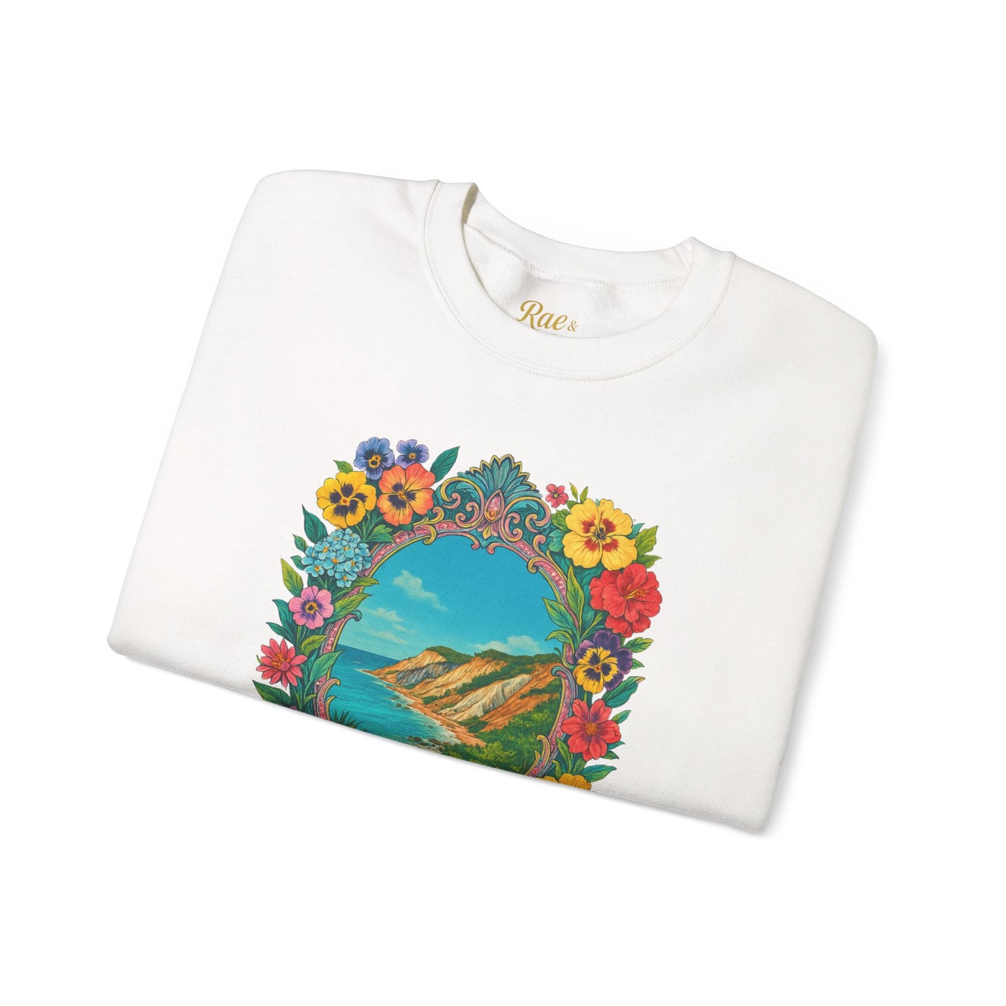 Aquinnah Cliffs Floral Crewneck – Martha’s Vineyard Classic | Unisex Heavy Blend Sweatshirt
