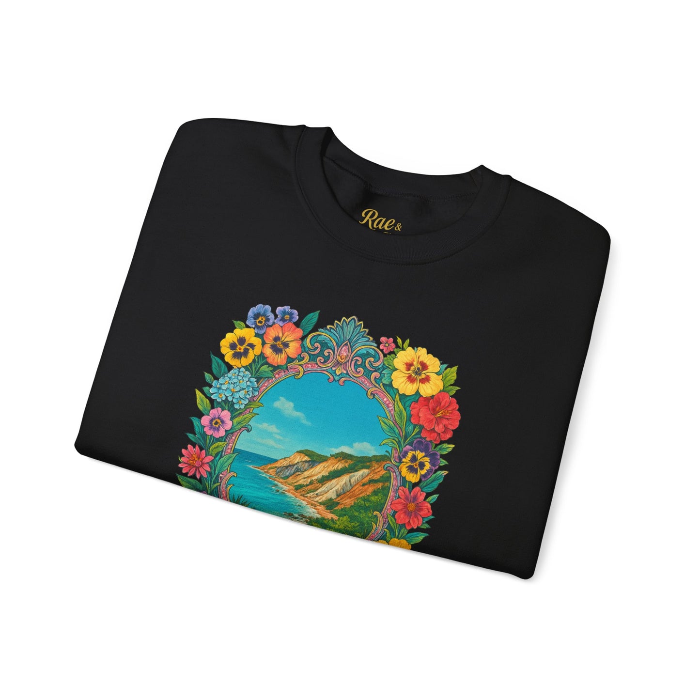 Aquinnah Cliffs Floral Crewneck – Martha’s Vineyard Classic | Unisex Heavy Blend Sweatshirt