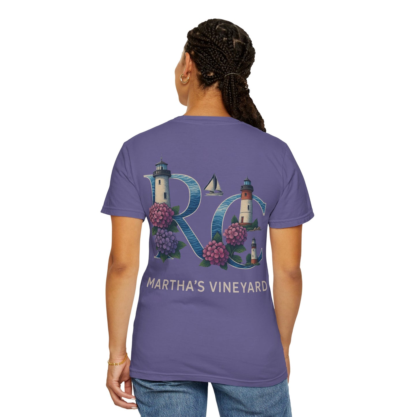 RC Martha’s Vineyard Tee – Nautical Lighthouse & Hydrangea Island Design